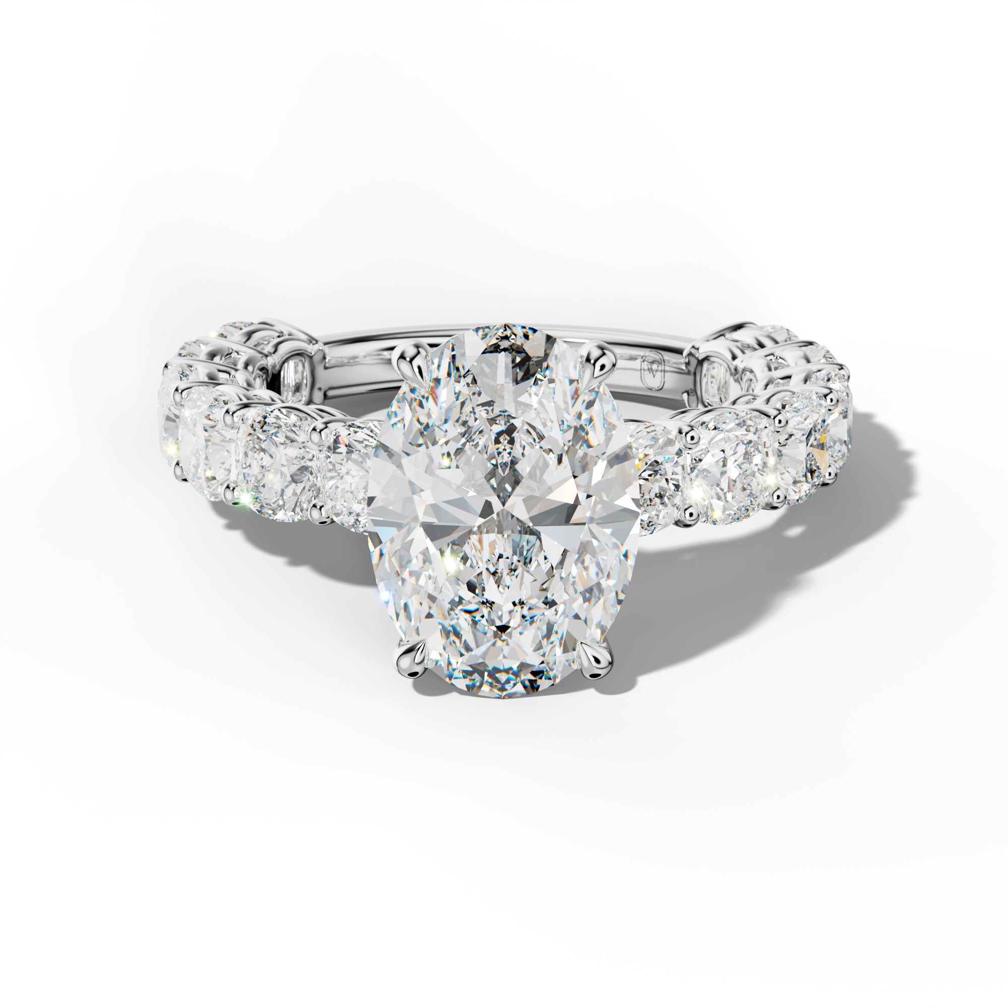 Bailey Oval Diamond Engagement Ring With Cushion Side Stones