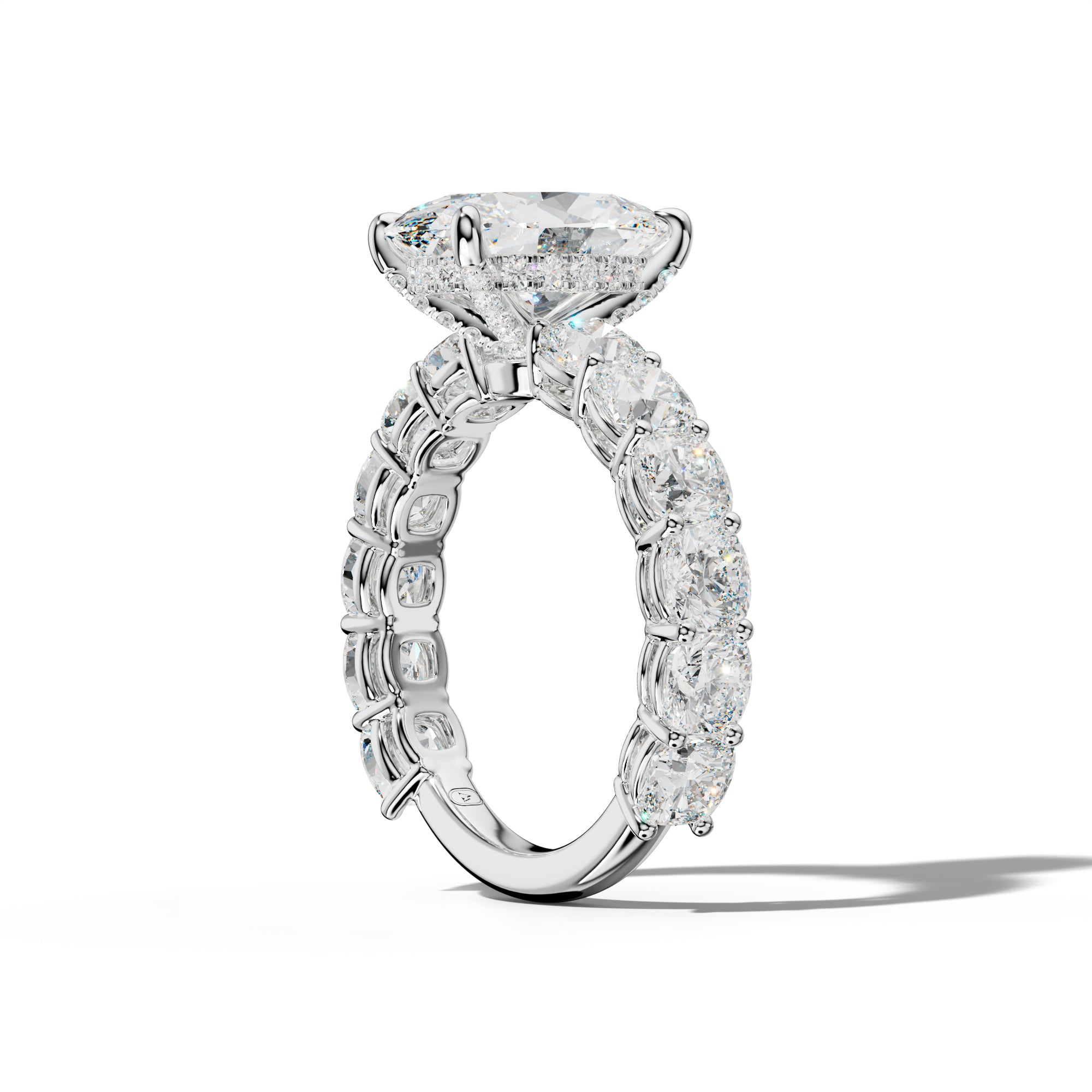 Bailey Oval Diamond Engagement Ring With Cushion Side Stones