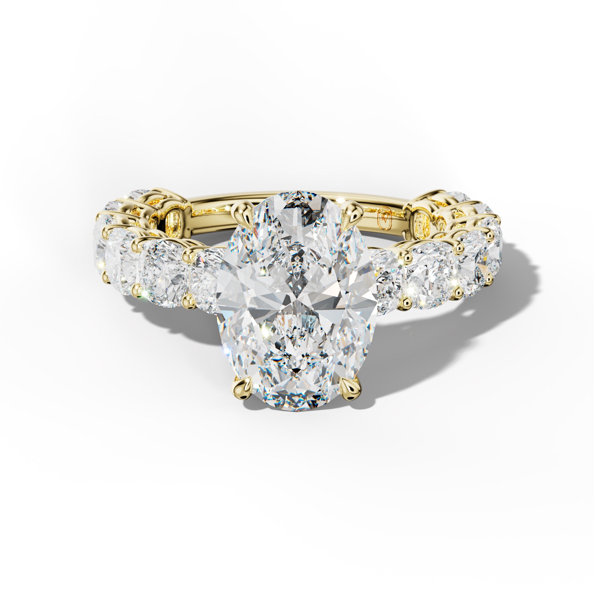 Bailey Oval Diamond Engagement Ring With Cushion Side Stones