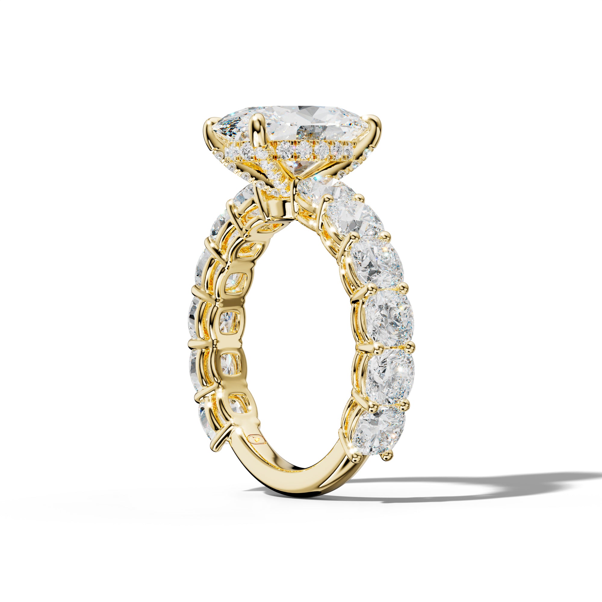 Bailey Oval Diamond Engagement Ring With Cushion Side Stones