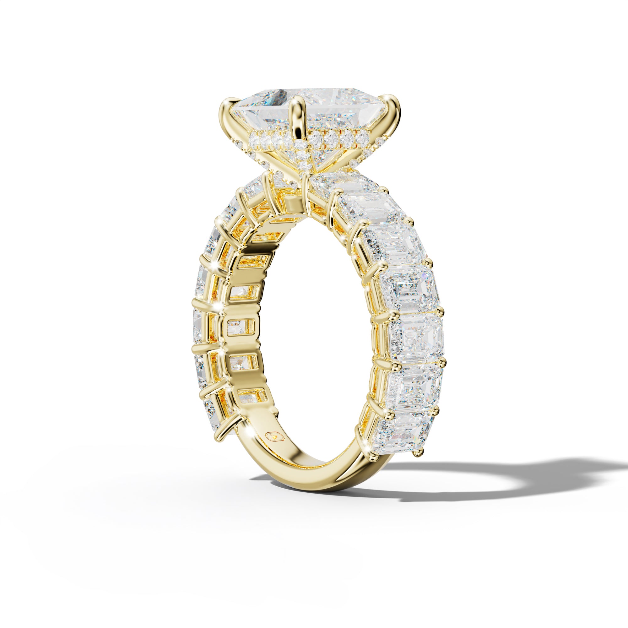 Mina Oval Diamond Engagement Ring With Emerald Cut Side Stones