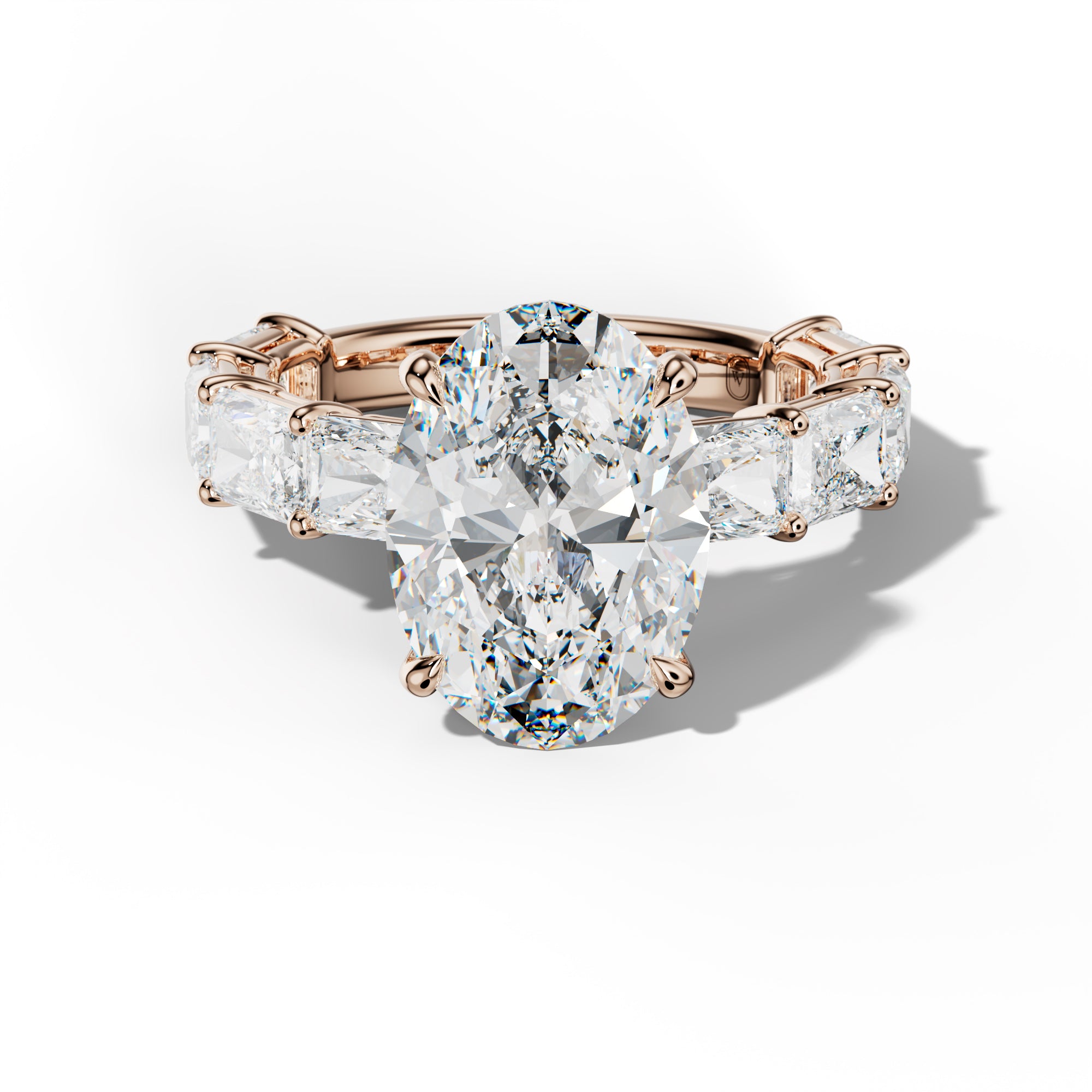 Raelynn Oval Diamond Engagement Ring With East West Radiant Side Stones