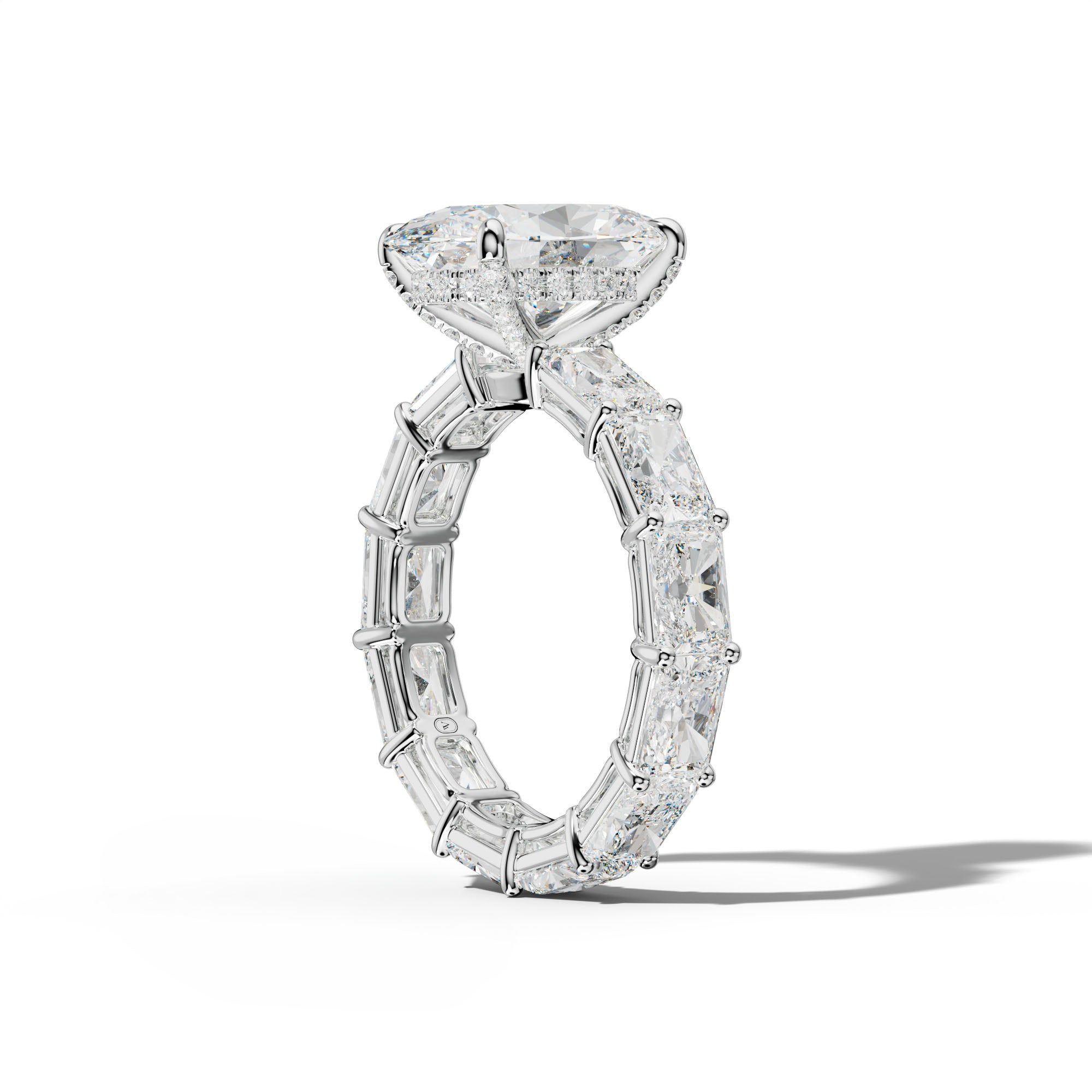 Mavis Oval Diamond Engagement Ring With East West Radiant Side Stones