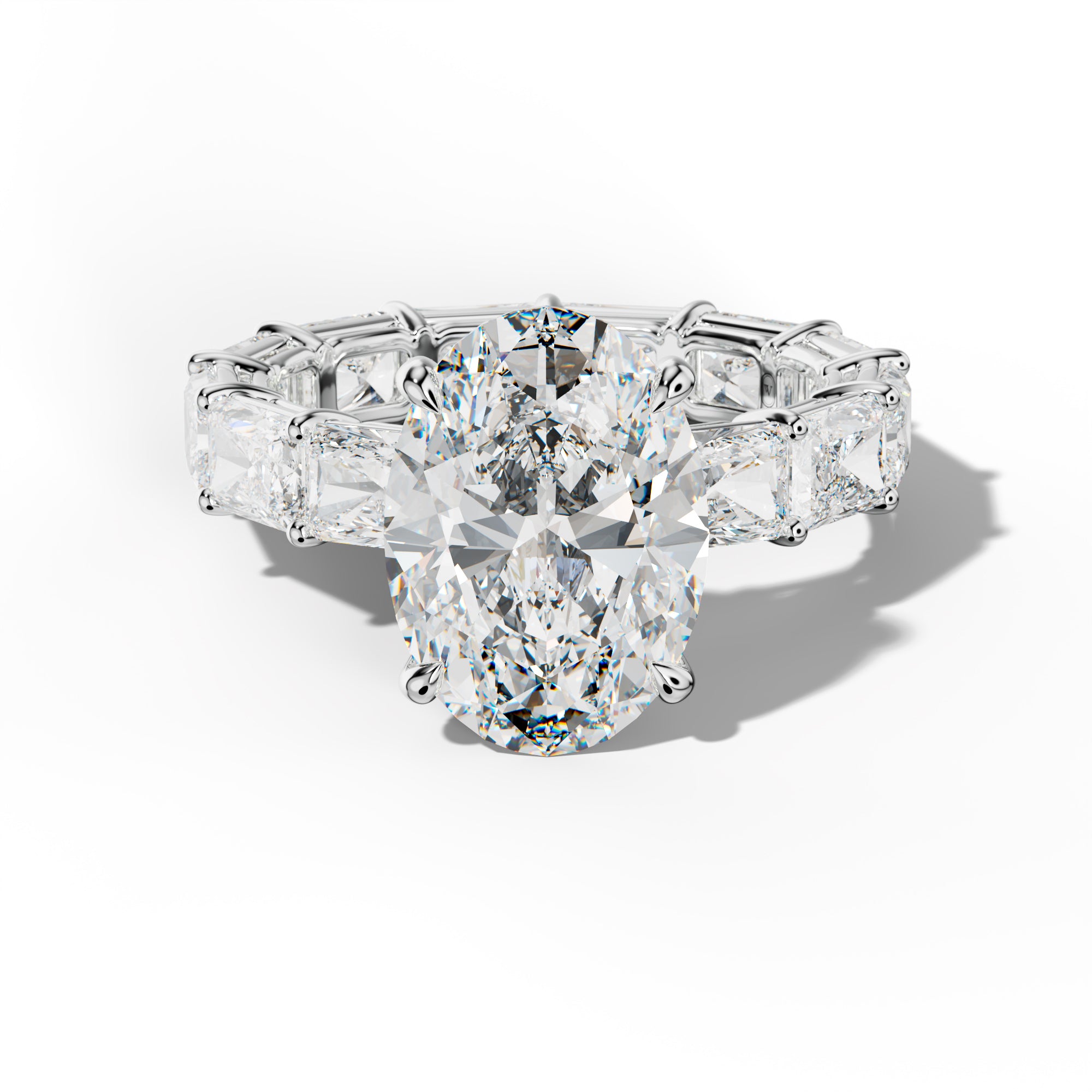 Mavis Oval Diamond Engagement Ring With East West Radiant Side Stones