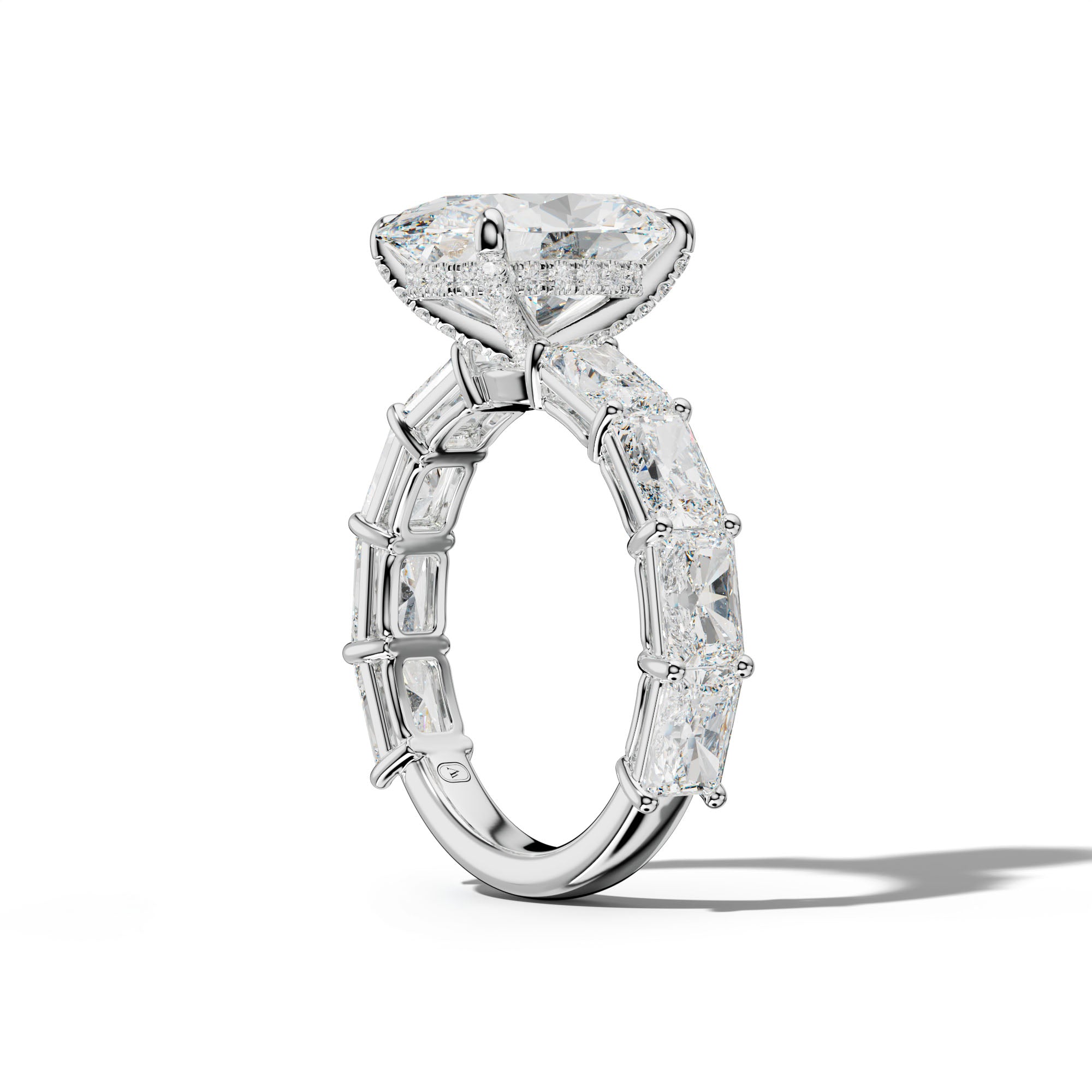 Raelynn Oval Diamond Engagement Ring With East West Radiant Side Stones