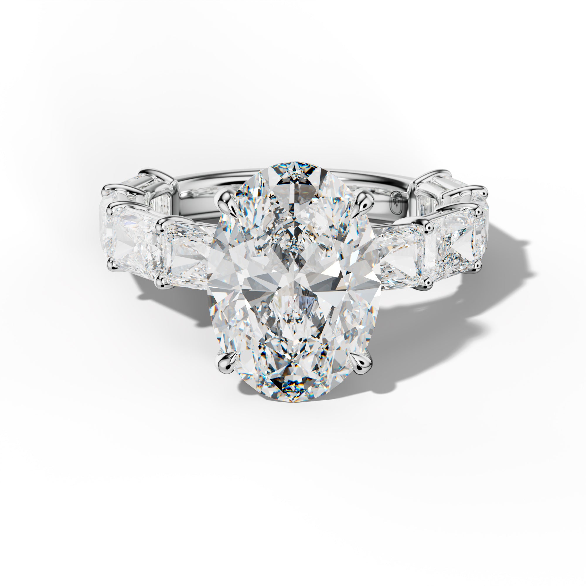 Raelynn Oval Diamond Engagement Ring With East West Radiant Side Stones