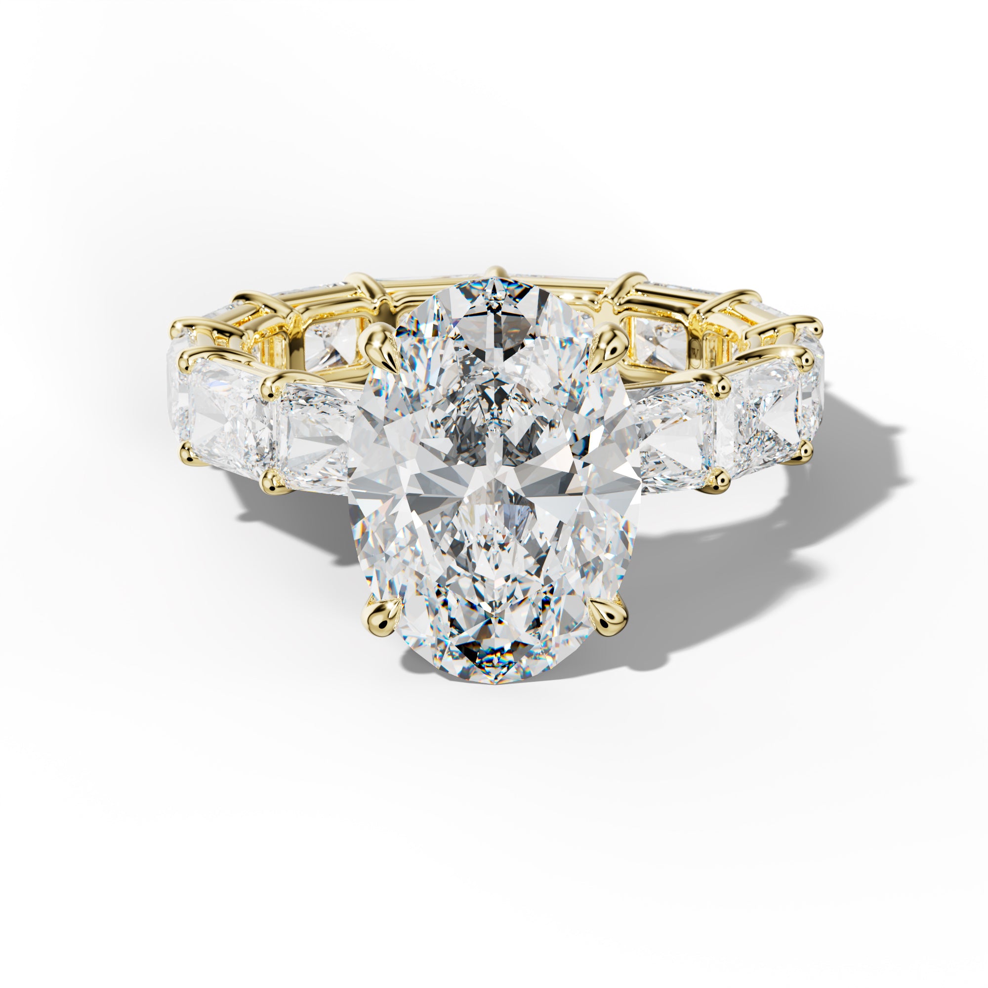 Mavis Oval Diamond Engagement Ring With East West Radiant Side Stones