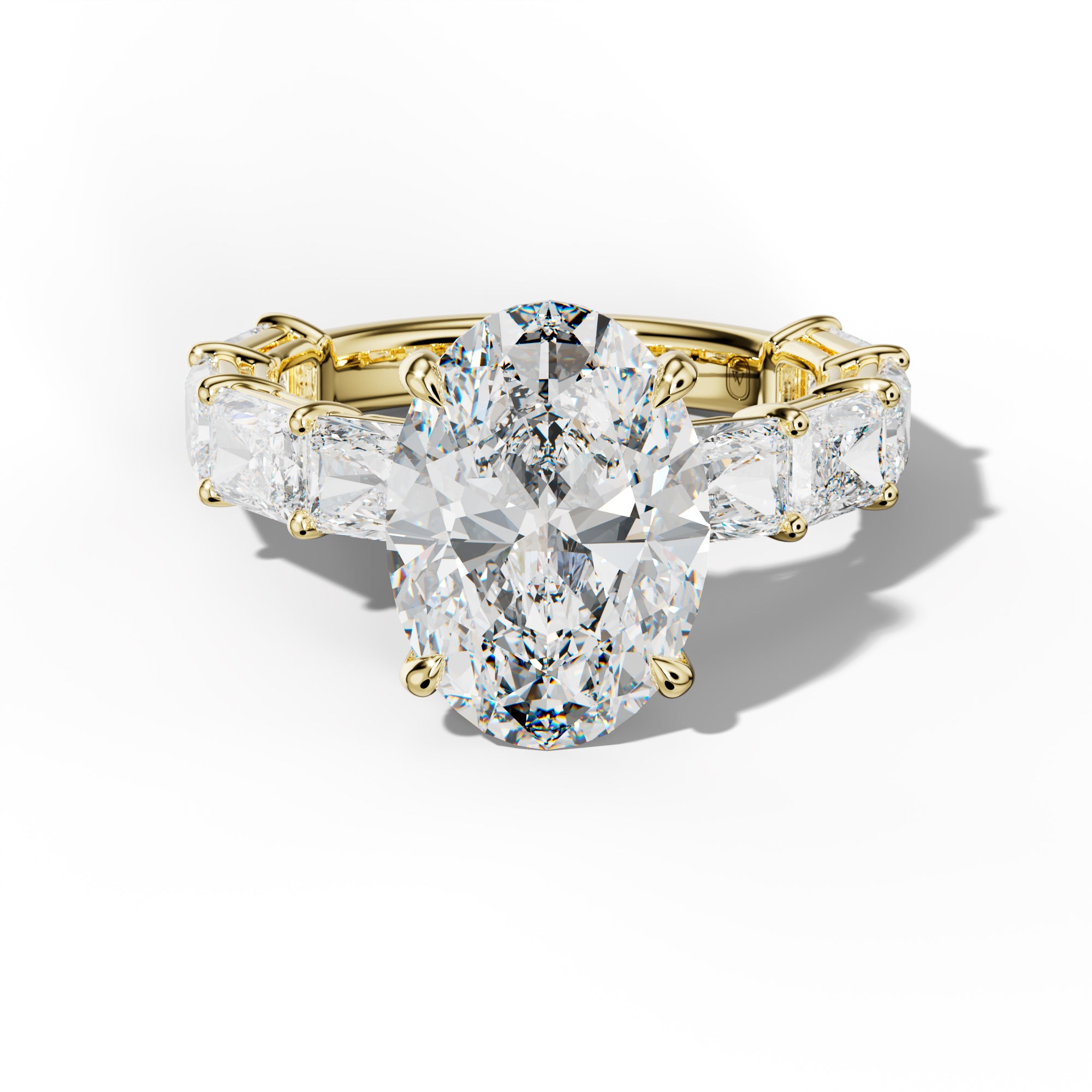 Raelynn Oval Diamond Engagement Ring With East West Radiant Side Stones