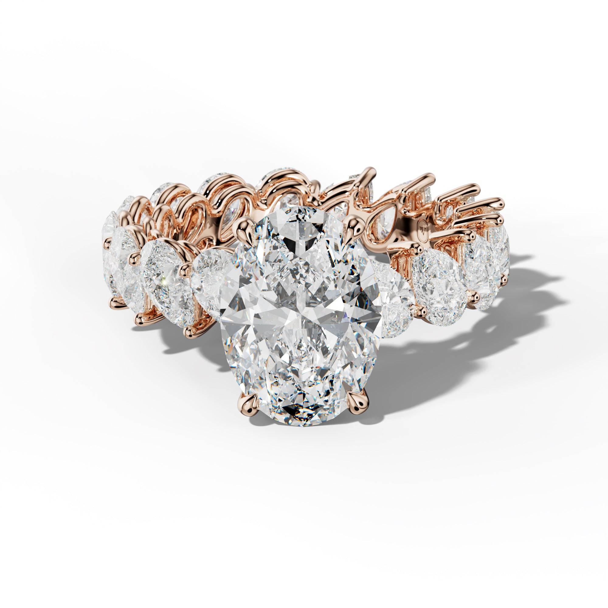 Quinn Oval Diamond Engagement Ring With Slanted Pear Side Stones