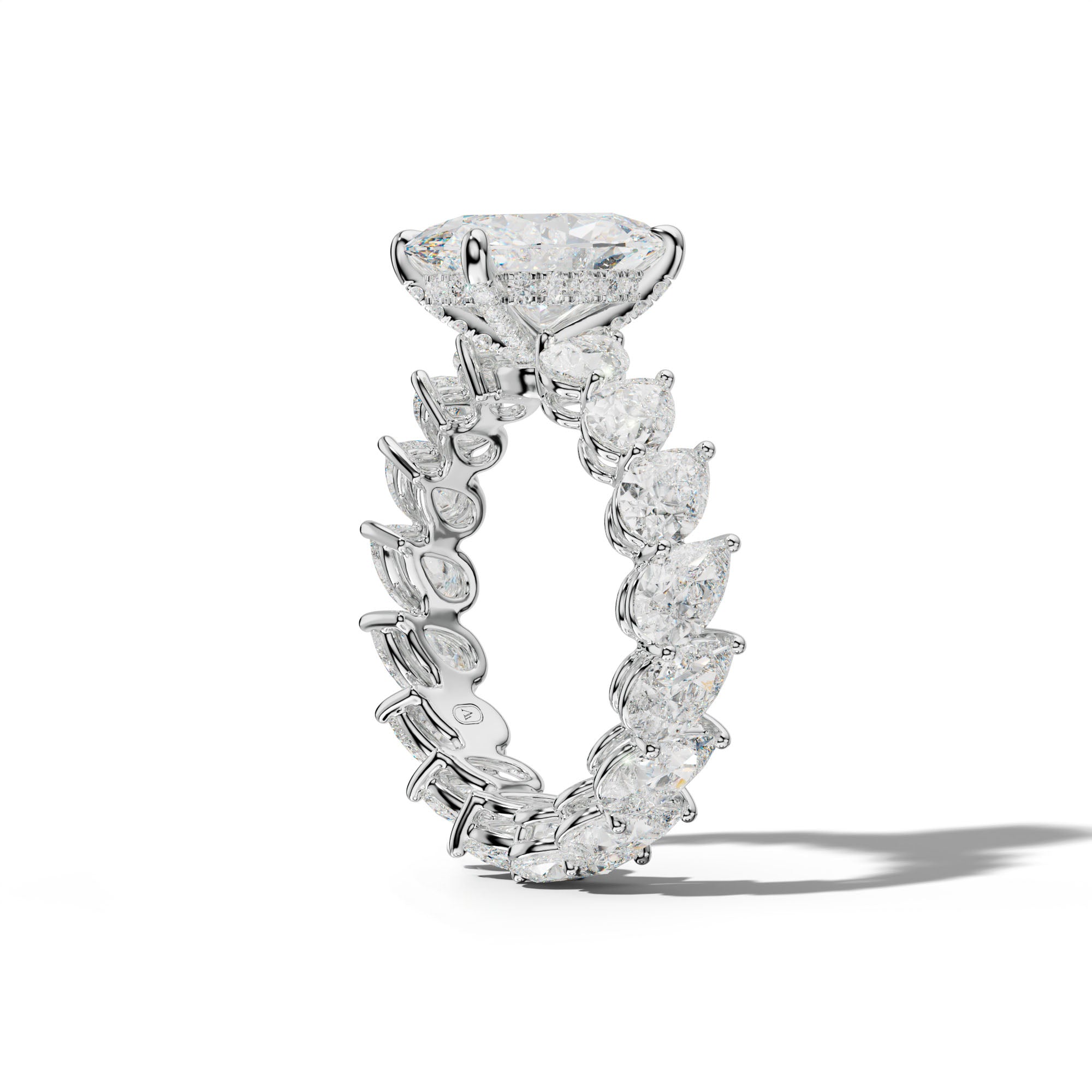 Quinn Oval Diamond Engagement Ring With Slanted Pear Side Stones