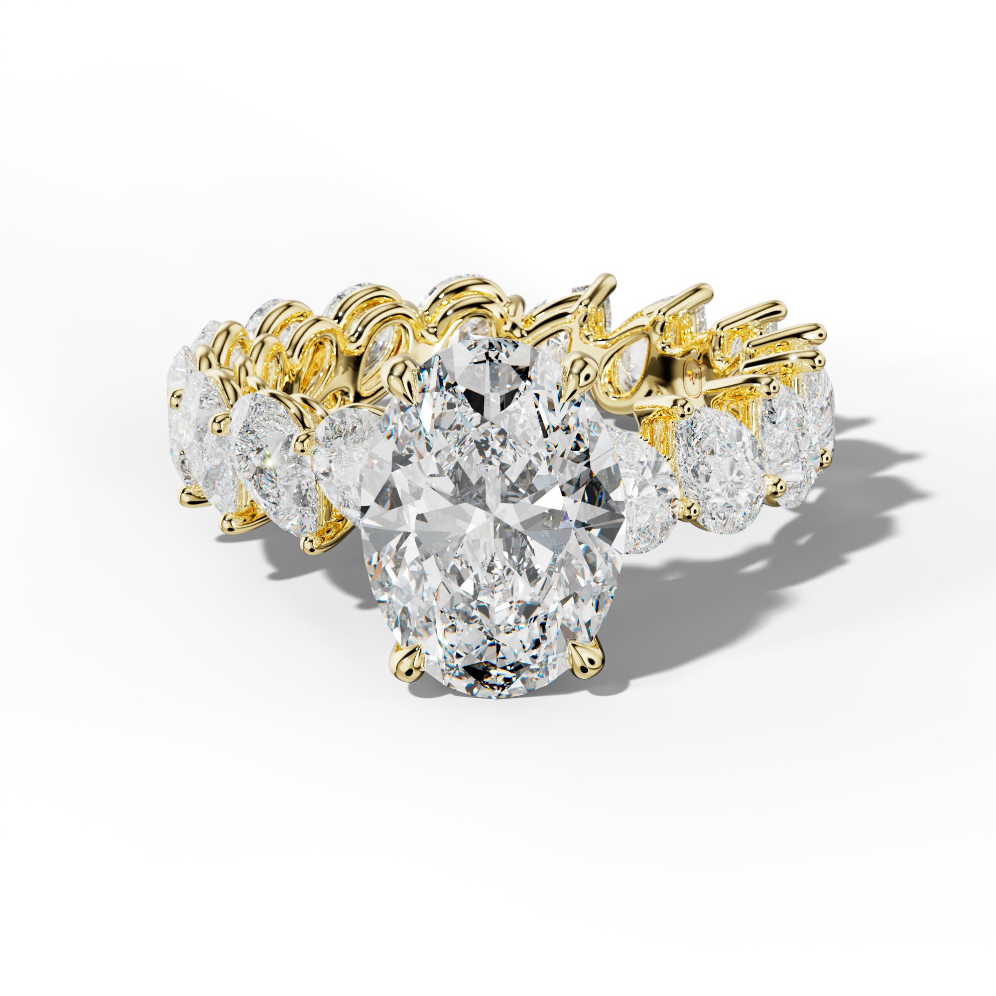 Quinn Oval Diamond Engagement Ring With Slanted Pear Side Stones