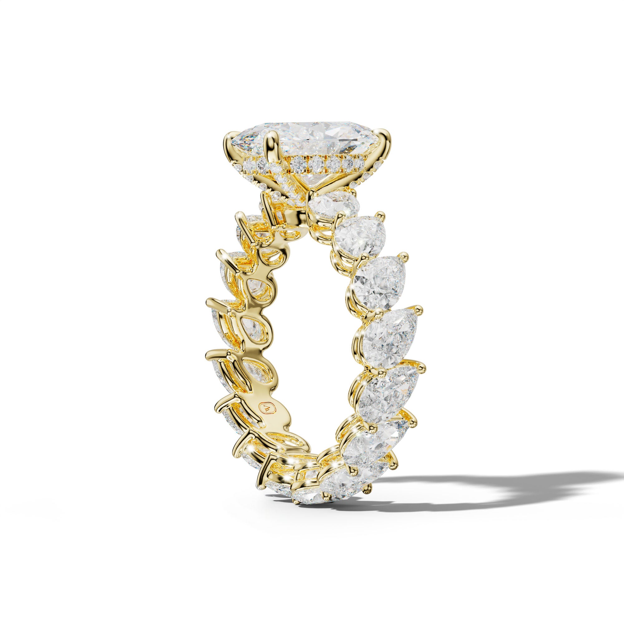 Quinn Oval Diamond Engagement Ring With Slanted Pear Side Stones