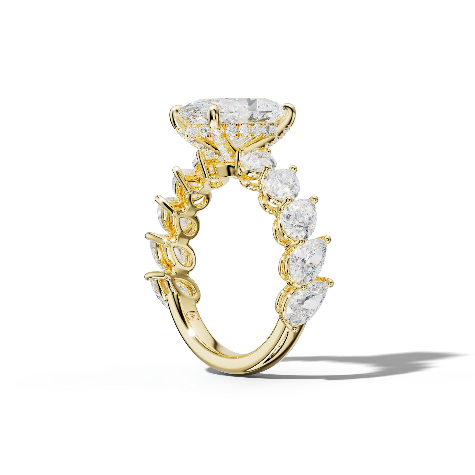 Elisabeth Oval Diamond Engagement Ring With Slanted Pear Side Stones