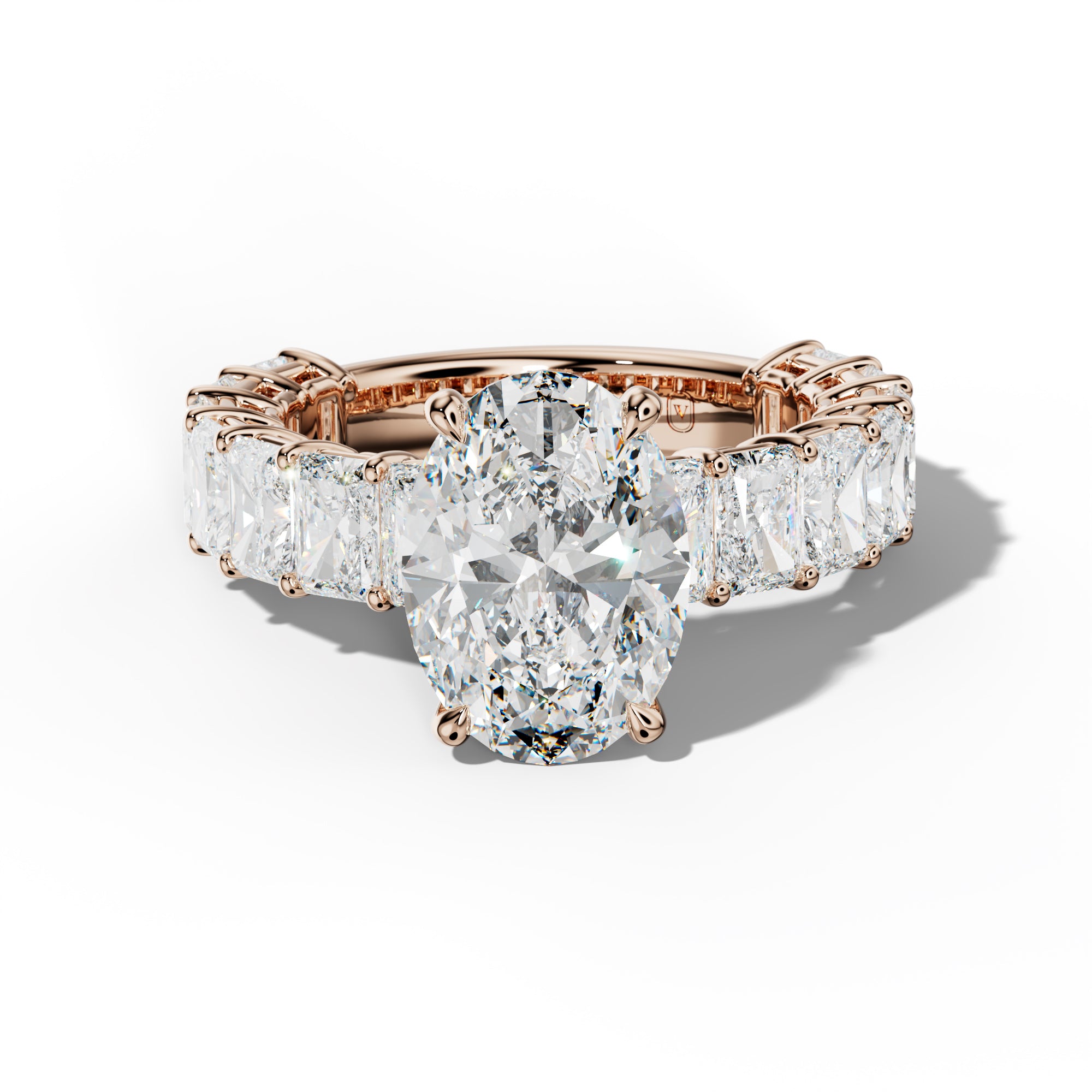 Naomi Oval Diamond Engagement Ring With Radiant Side Stones