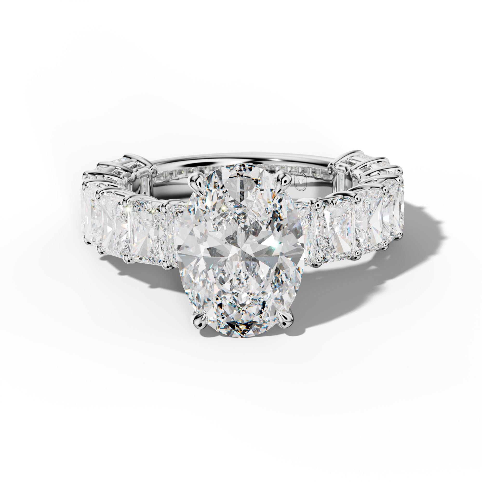 Naomi Oval Diamond Engagement Ring With Radiant Side Stones