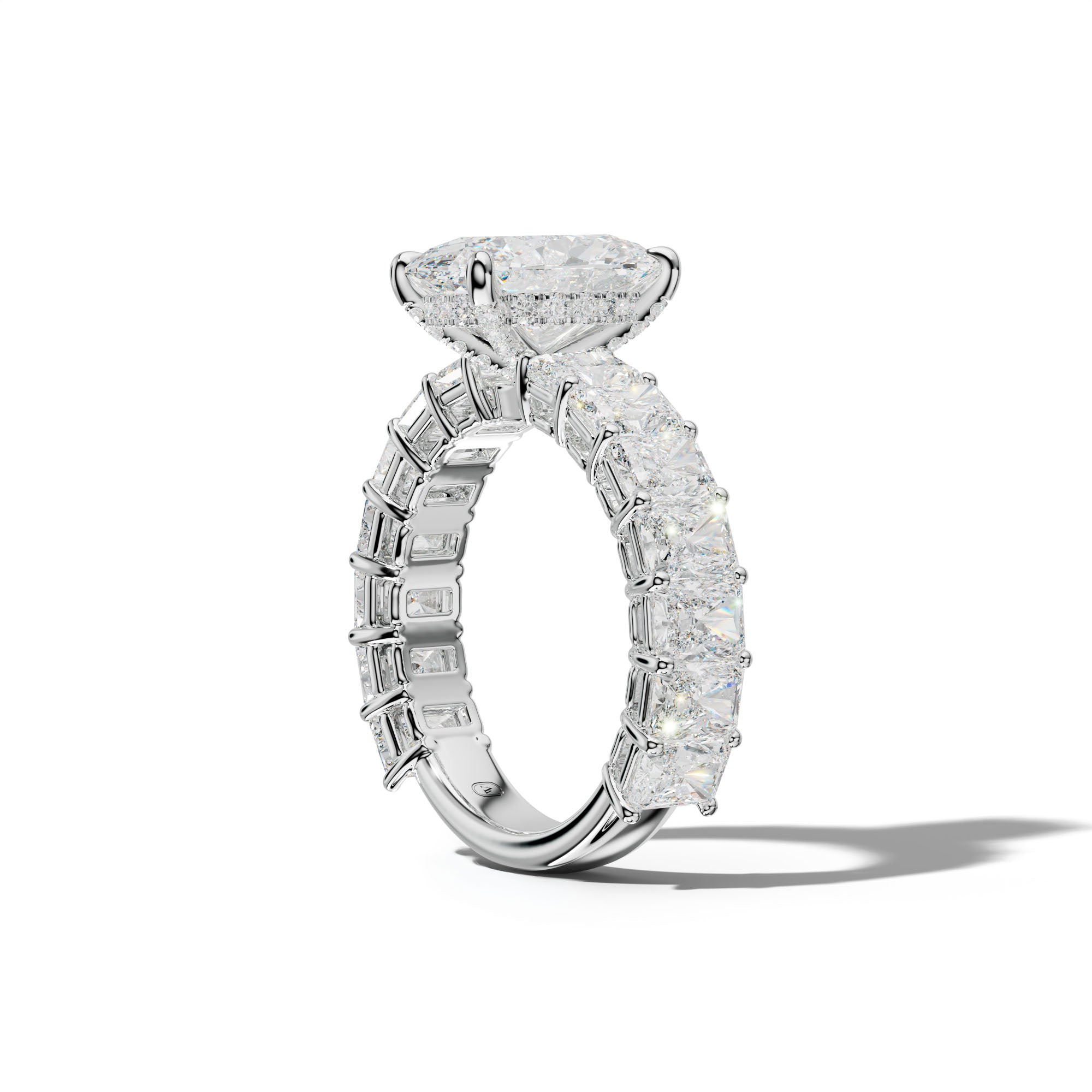 Naomi Oval Diamond Engagement Ring With Radiant Side Stones