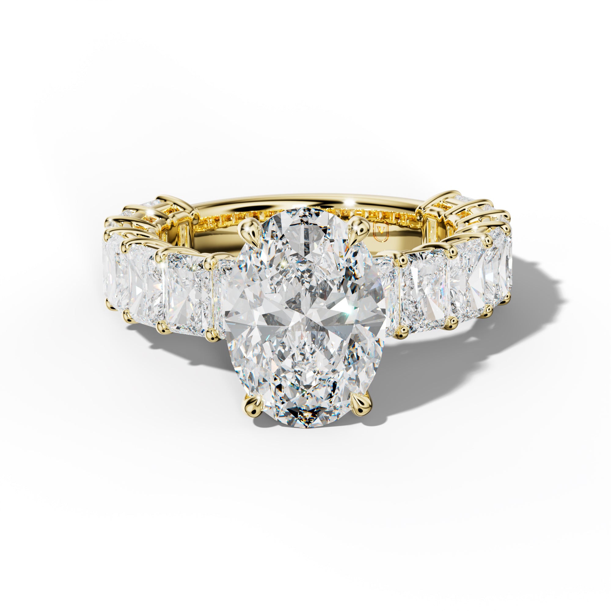 Naomi Oval Diamond Engagement Ring With Radiant Side Stones