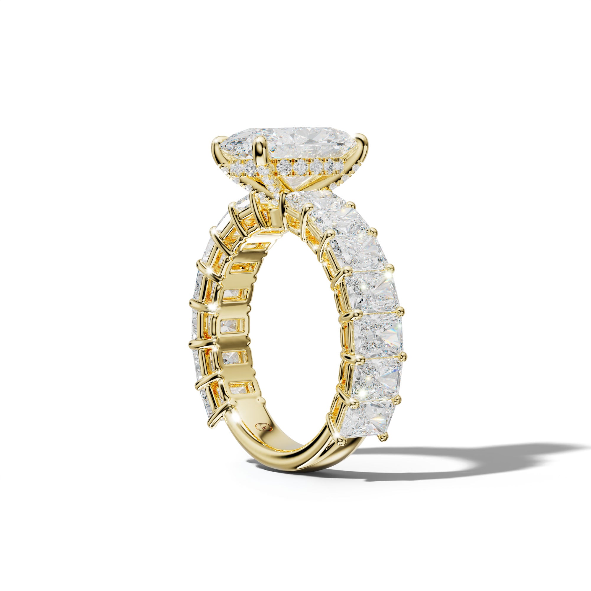 Naomi Oval Diamond Engagement Ring With Radiant Side Stones