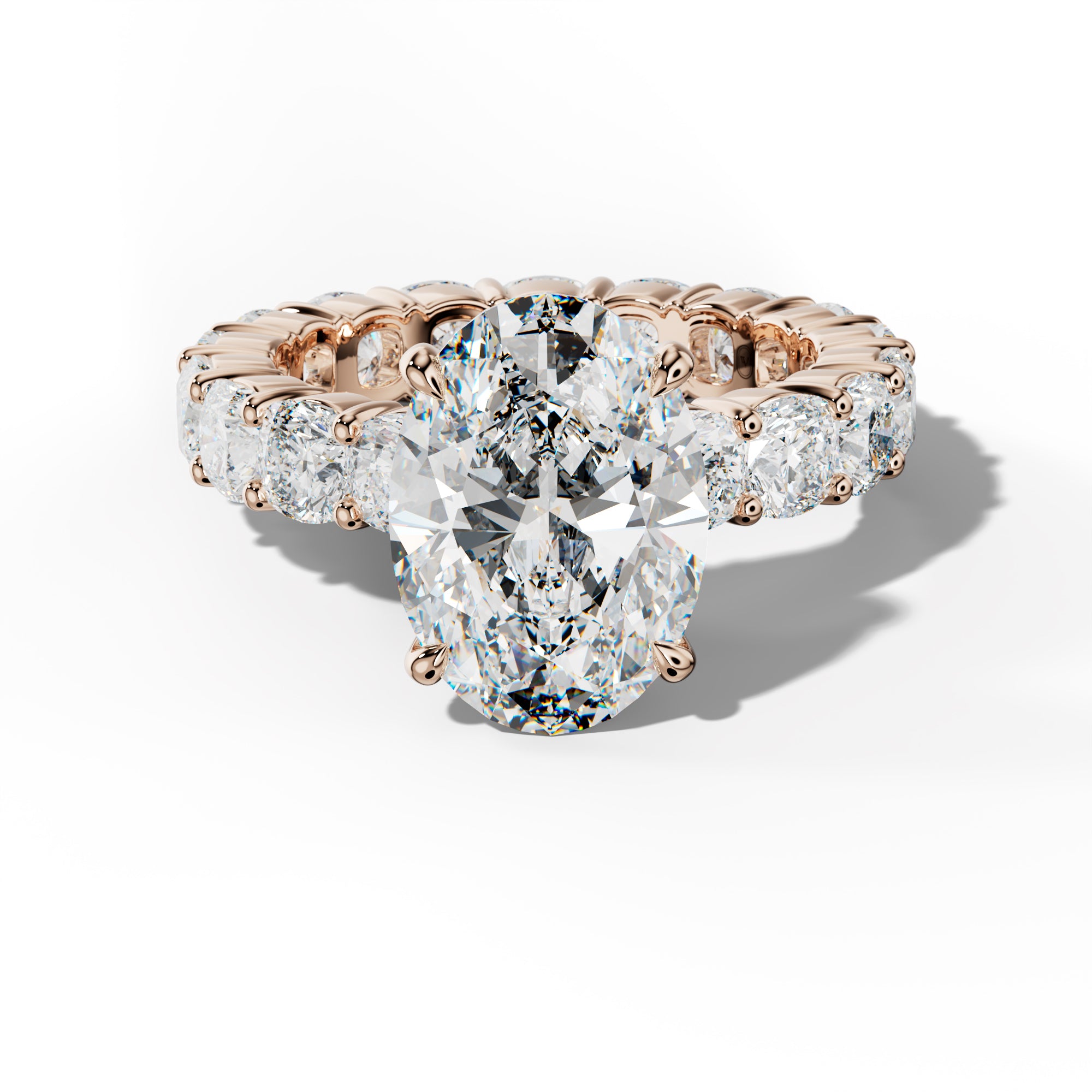 Teagan Oval Diamond Engagement Ring With Cushion Side Stones