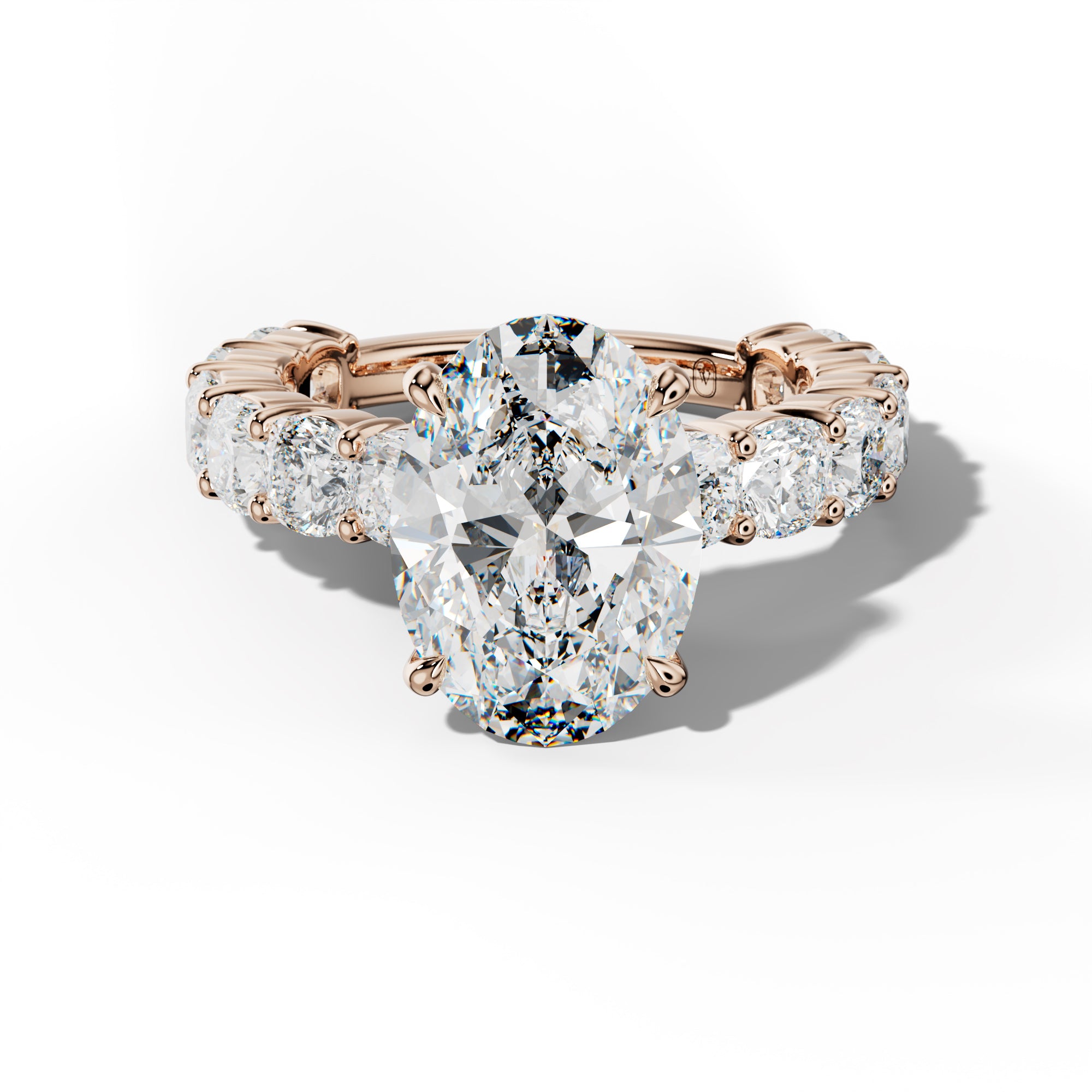 Scottie Oval Diamond Engagement Ring With Cushion Side Stones