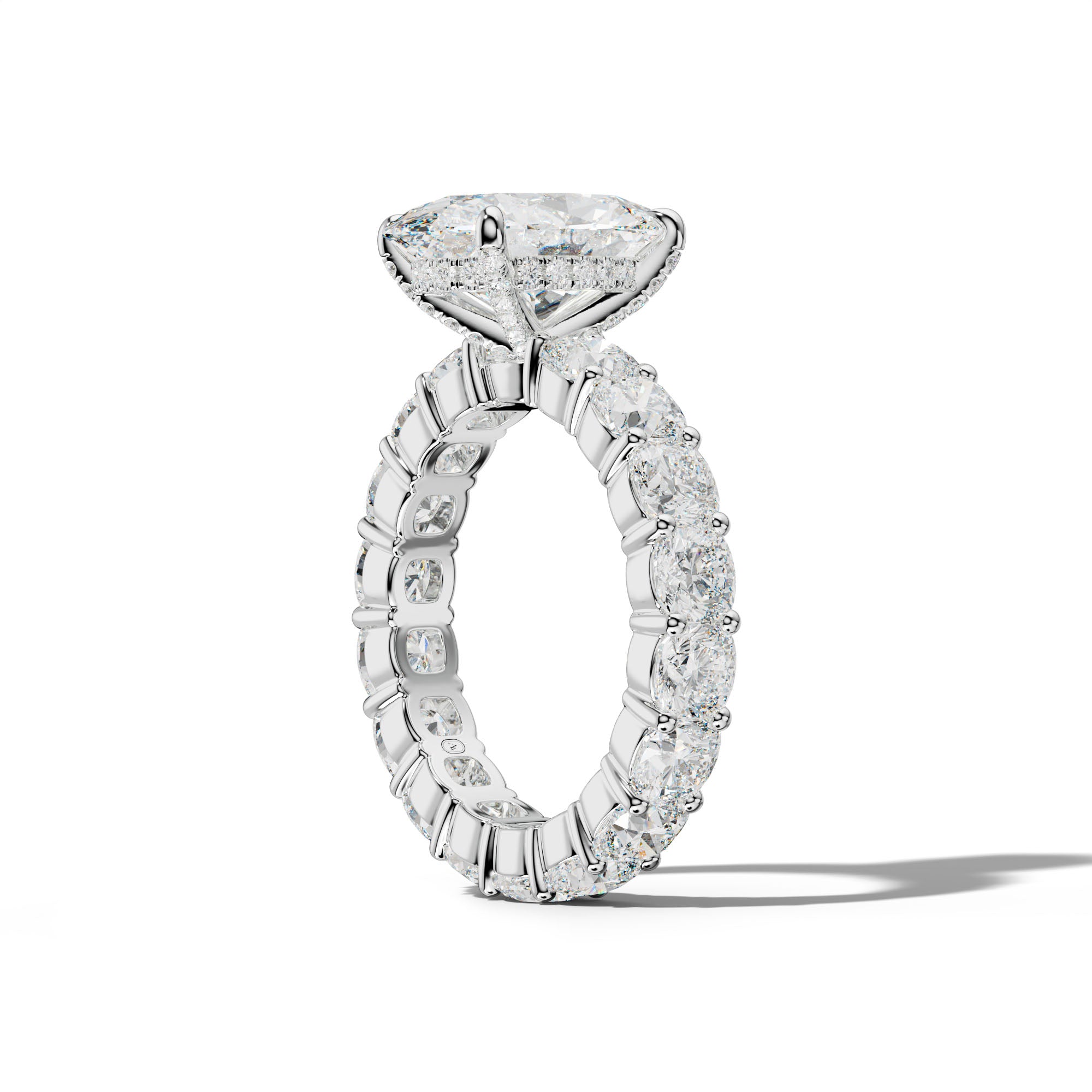 Teagan Oval Diamond Engagement Ring With Cushion Side Stones