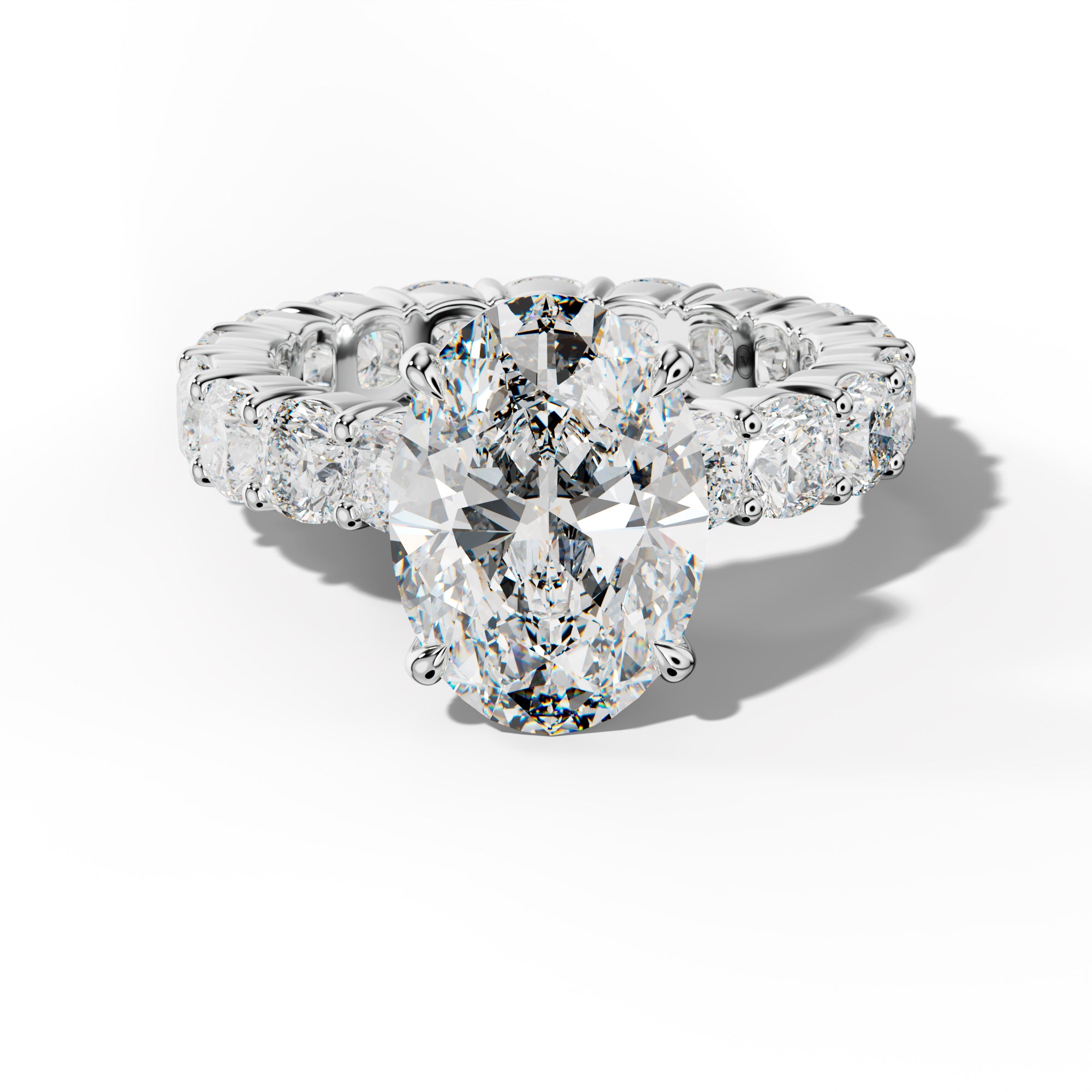 Teagan Oval Diamond Engagement Ring With Cushion Side Stones