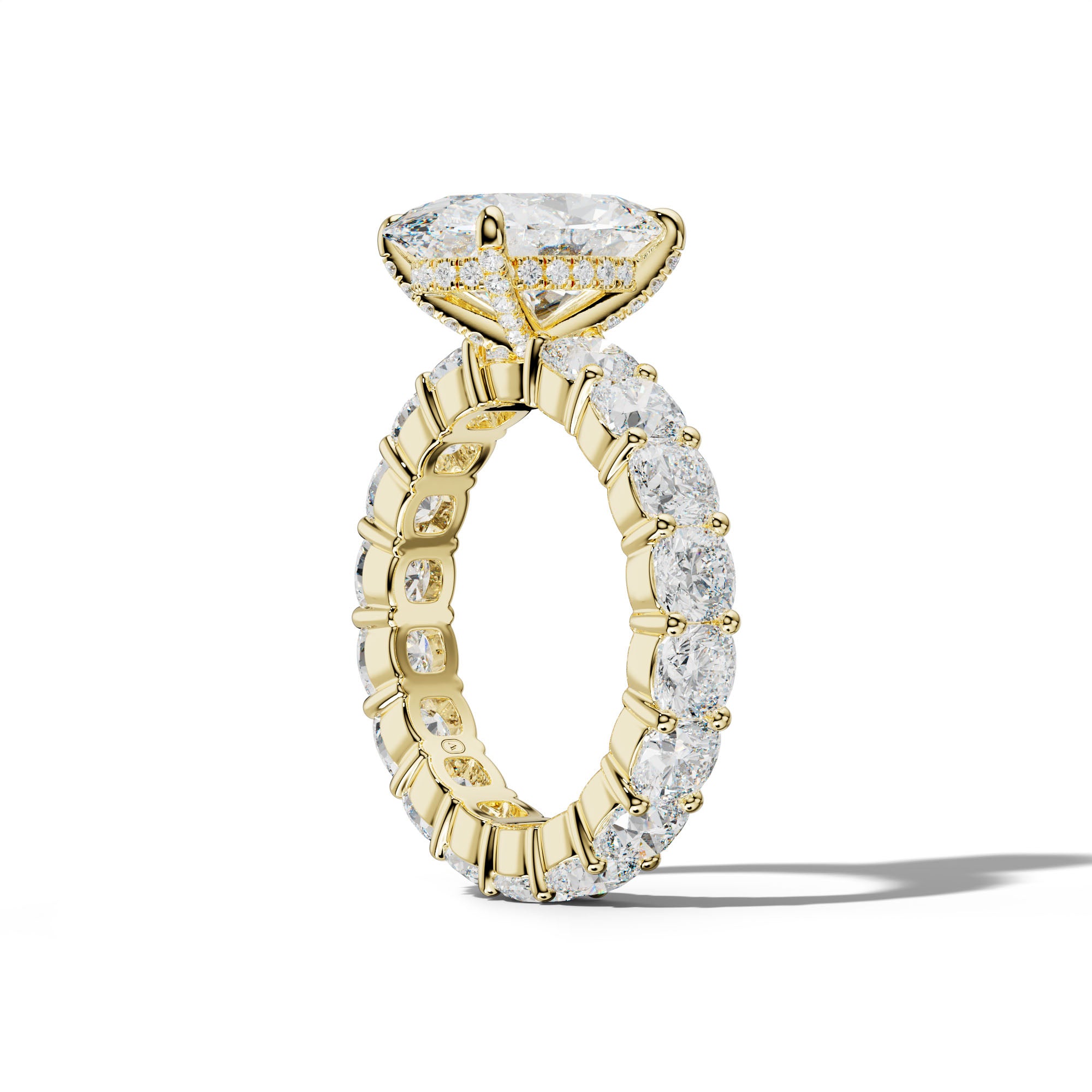 Teagan Oval Diamond Engagement Ring With Cushion Side Stones