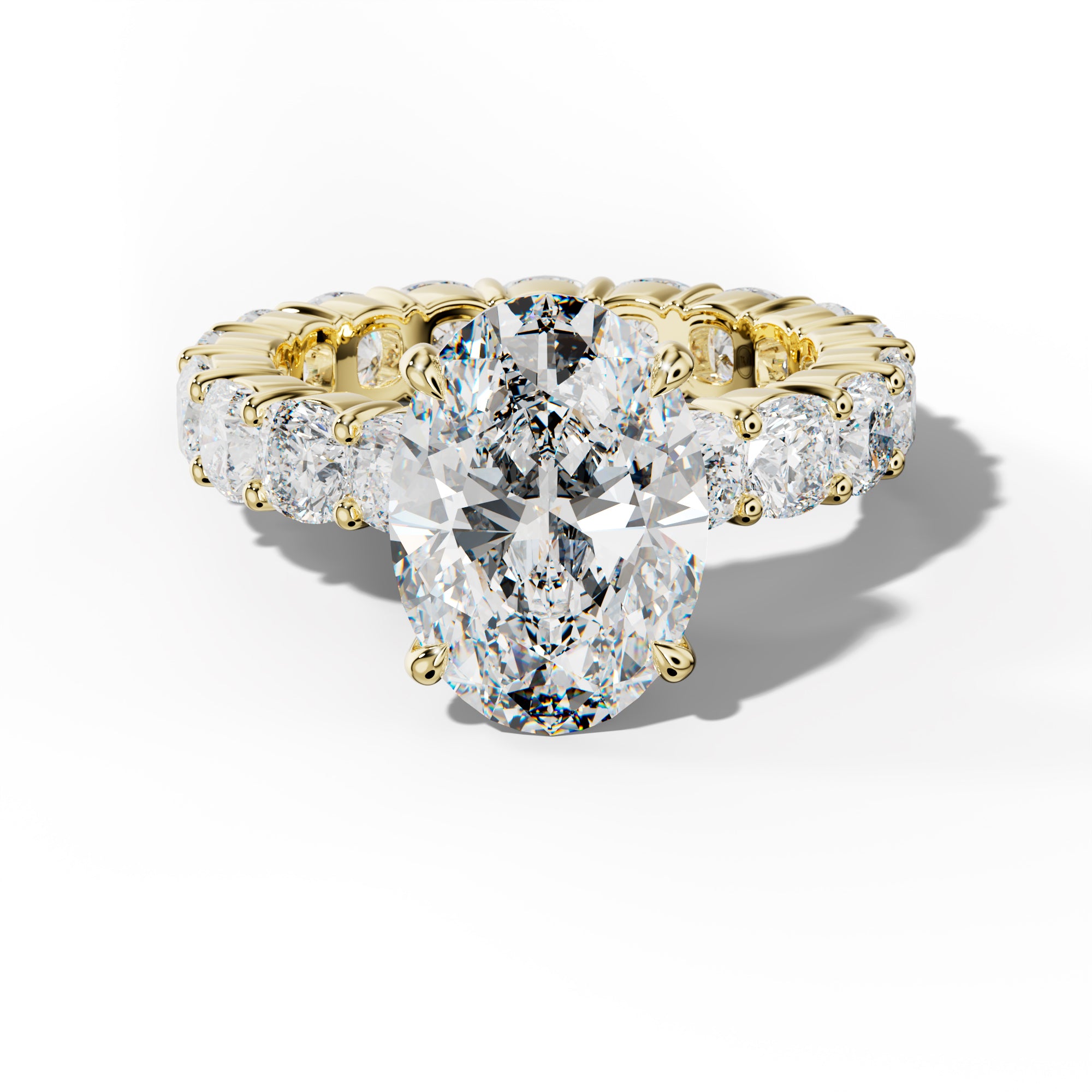 Teagan Oval Diamond Engagement Ring With Cushion Side Stones