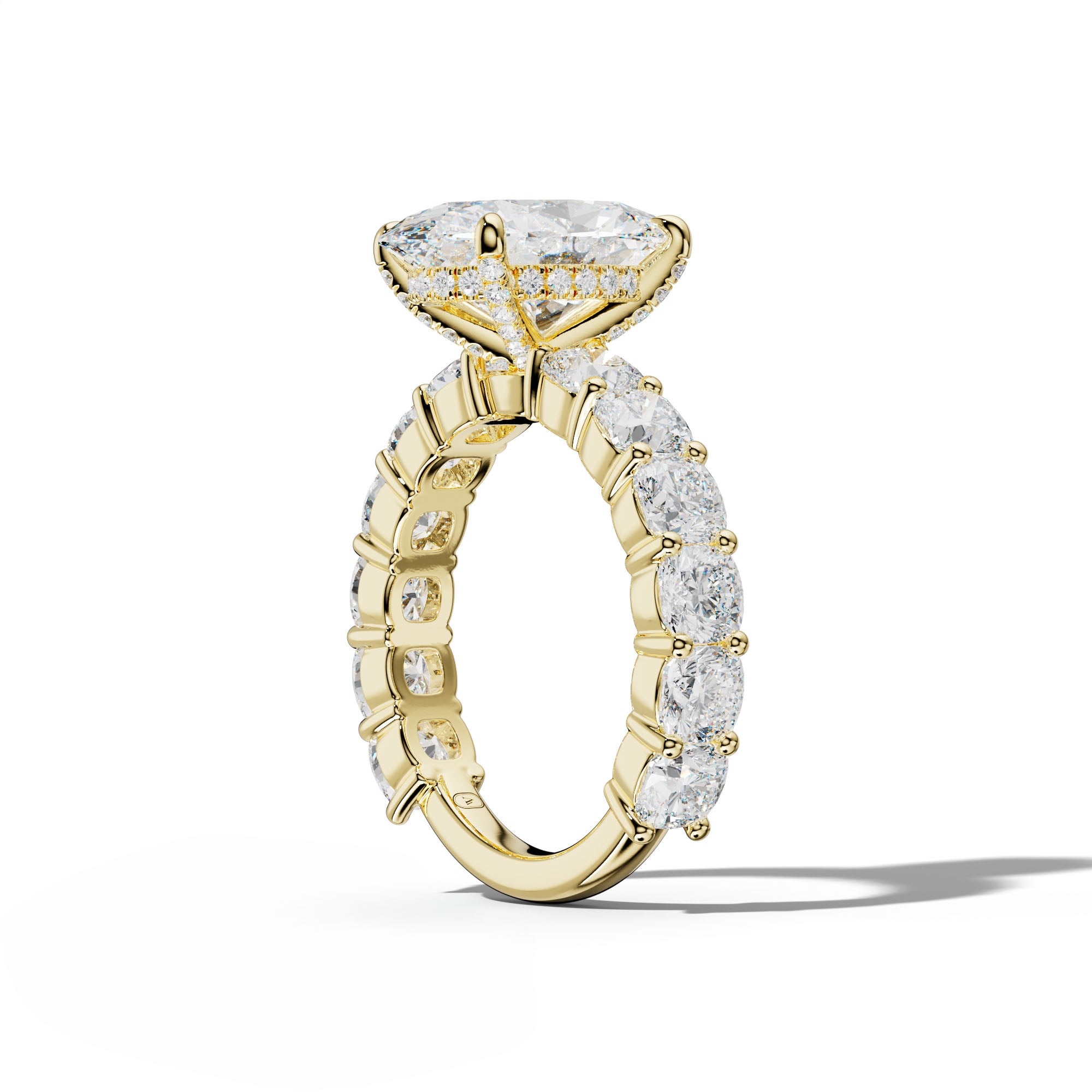 Scottie Oval Diamond Engagement Ring With Cushion Side Stones