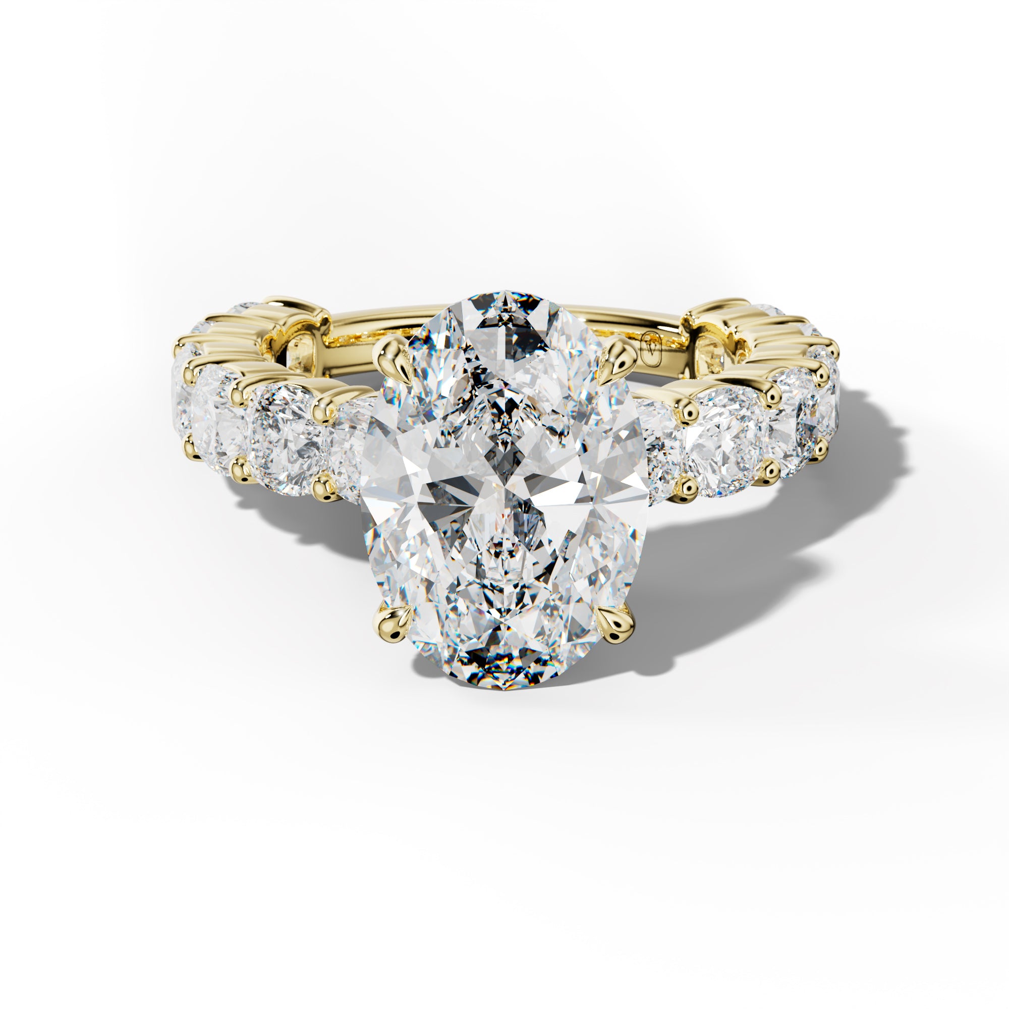 Scottie Oval Diamond Engagement Ring With Cushion Side Stones
