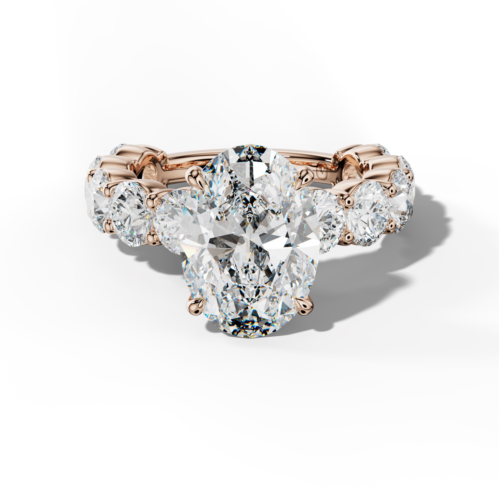 Marley Oval Diamond Engagement Ring With Round Side Stones