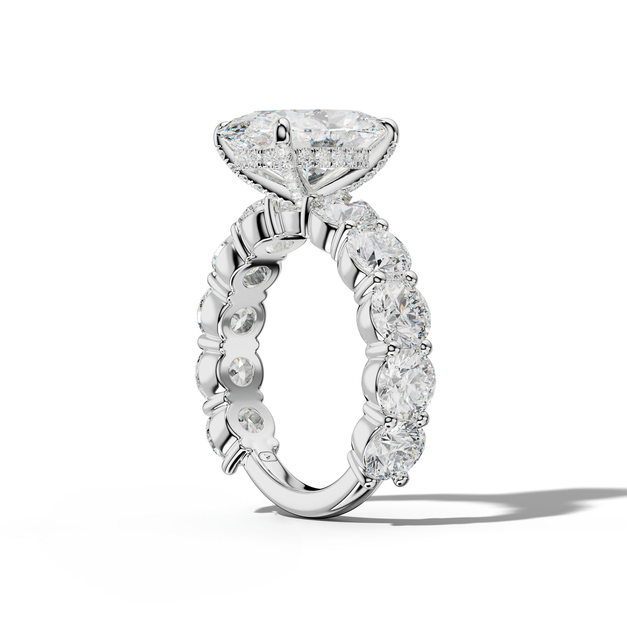 Marley Oval Diamond Engagement Ring With Round Side Stones