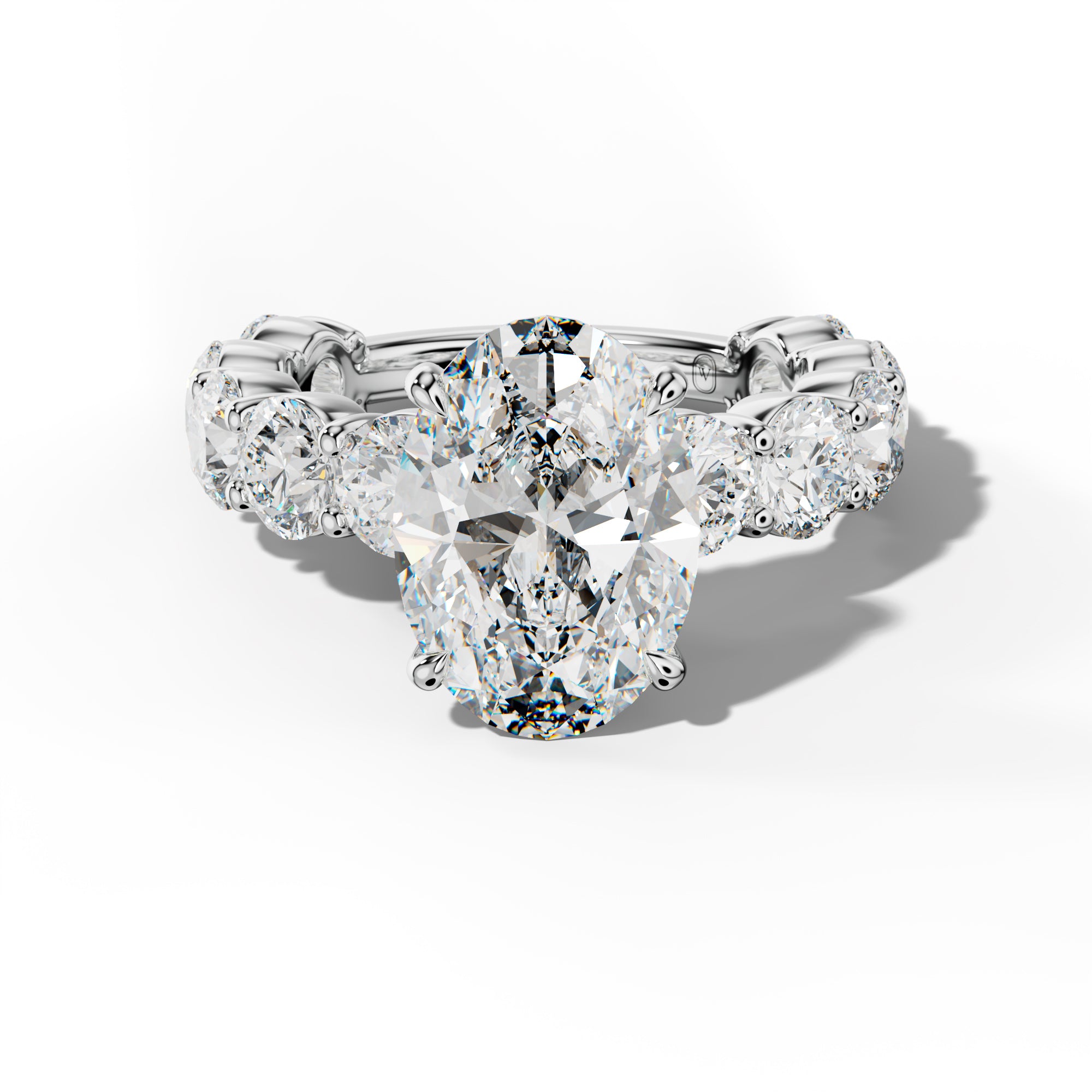 Marley Oval Diamond Engagement Ring With Round Side Stones