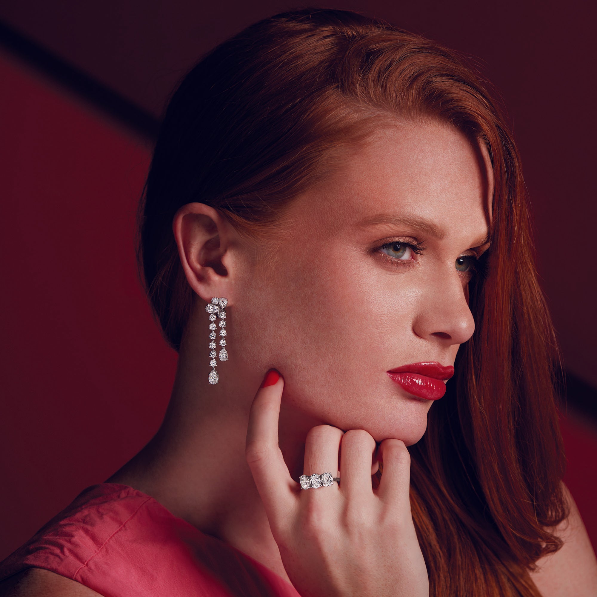 10.0 ct. Round and Pear Shape Diamond Dangle Earrings-VIRABYANI