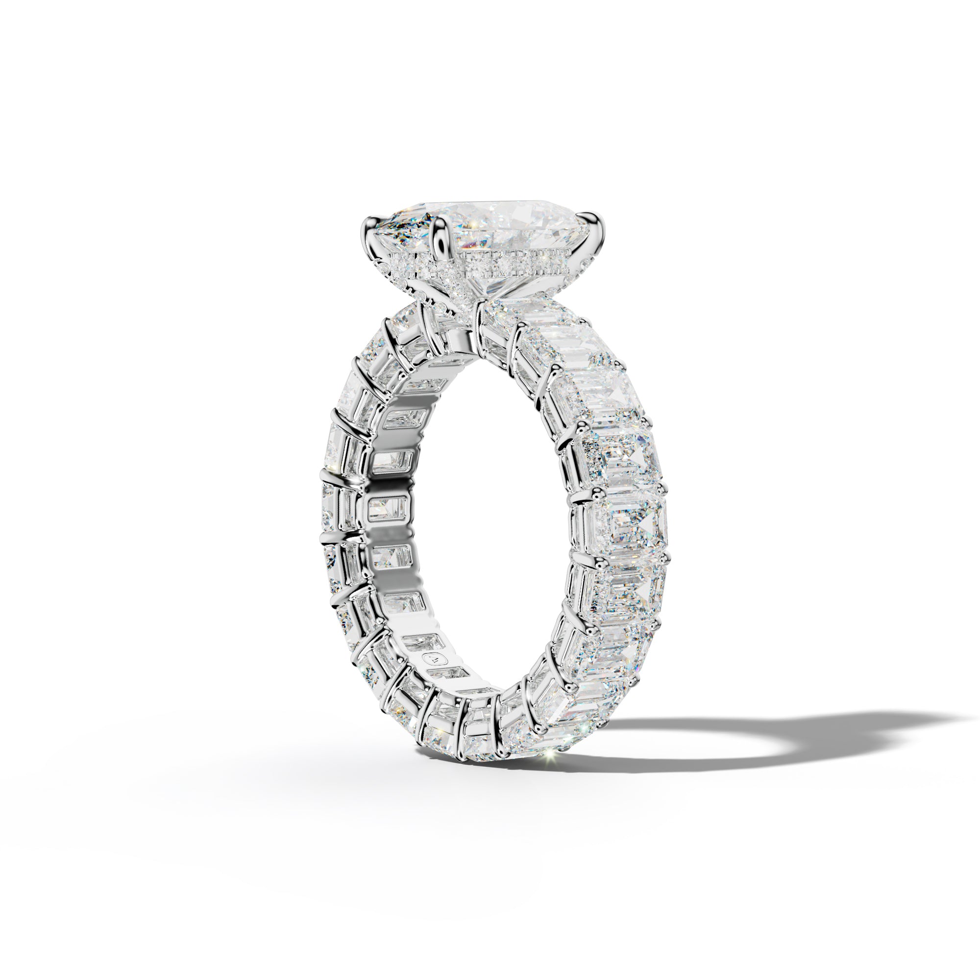Jazmine Oval Diamond Engagement Ring With Emerald Cut Side Stones
