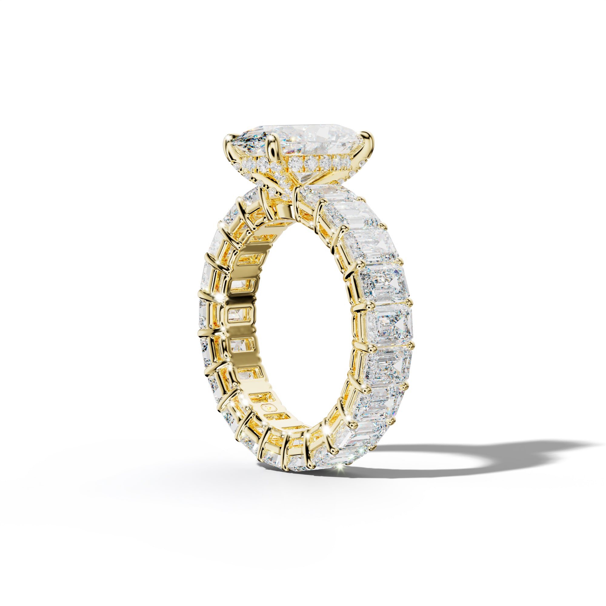 Jazmine Oval Diamond Engagement Ring With Emerald Cut Side Stones