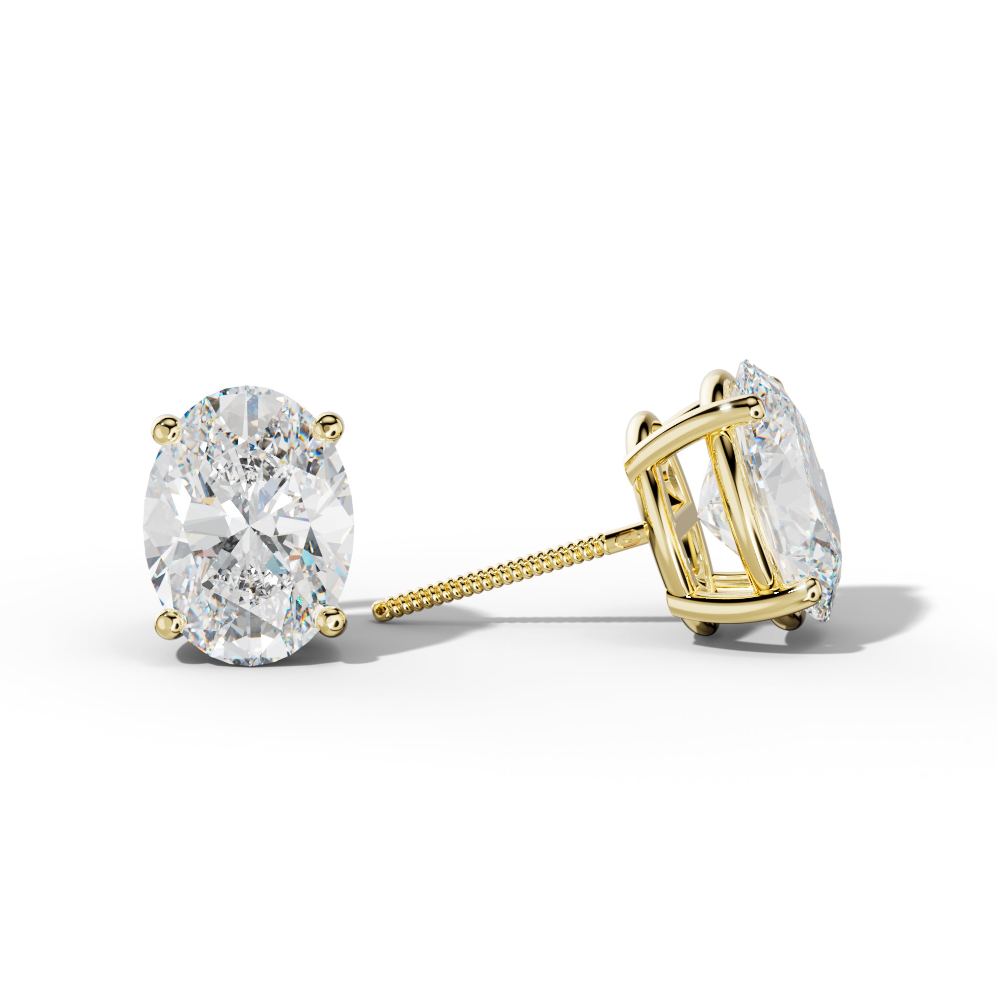 Four Prong Oval Diamond Stud Earrings