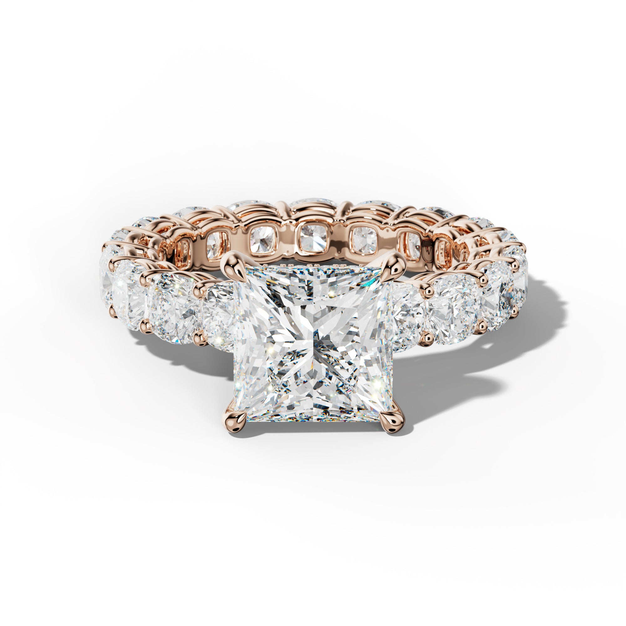 Celine Princess Cut Engagement Ring With Cushion Side Stones