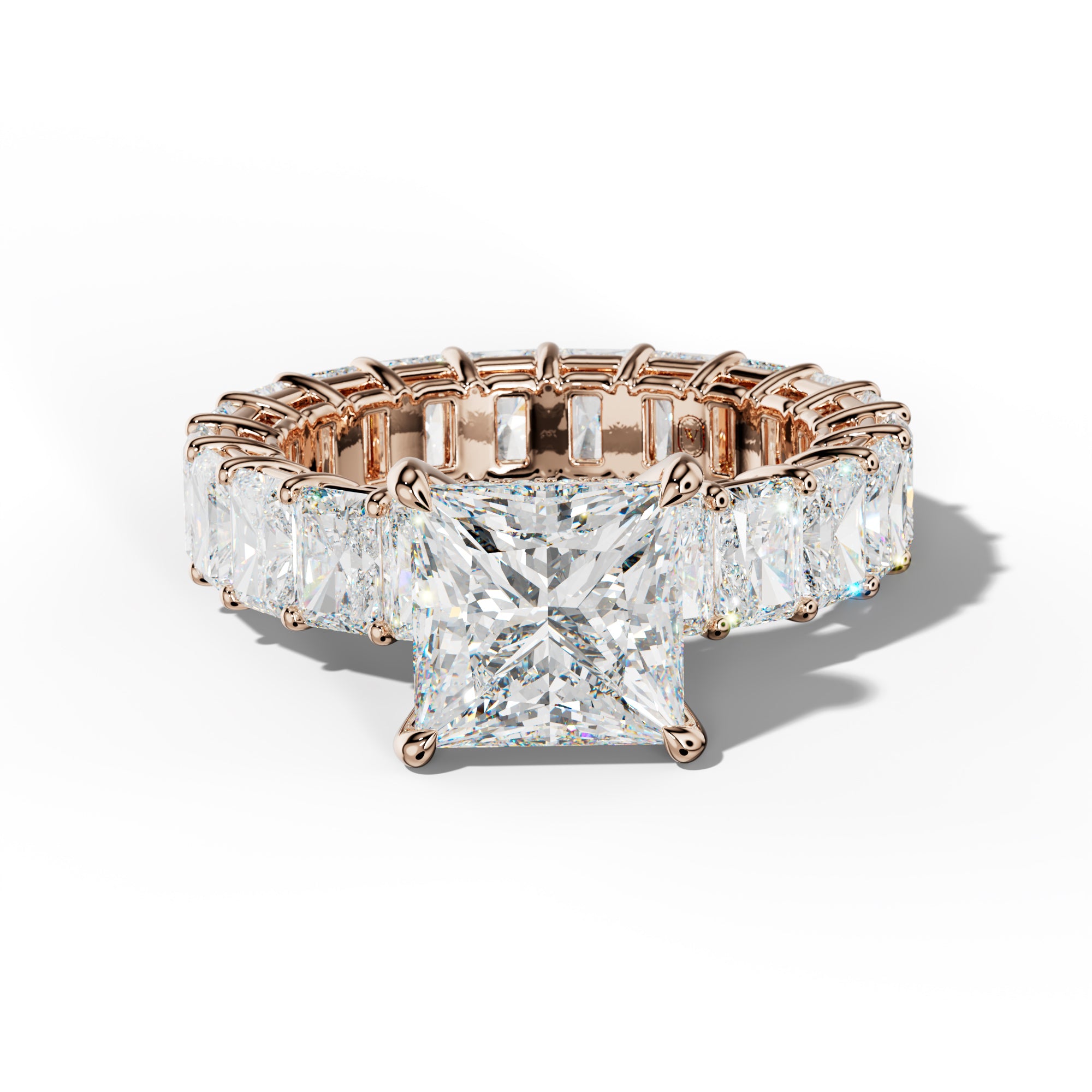 Soraya Princess Cut Engagement Ring With Radiant Side Stones
