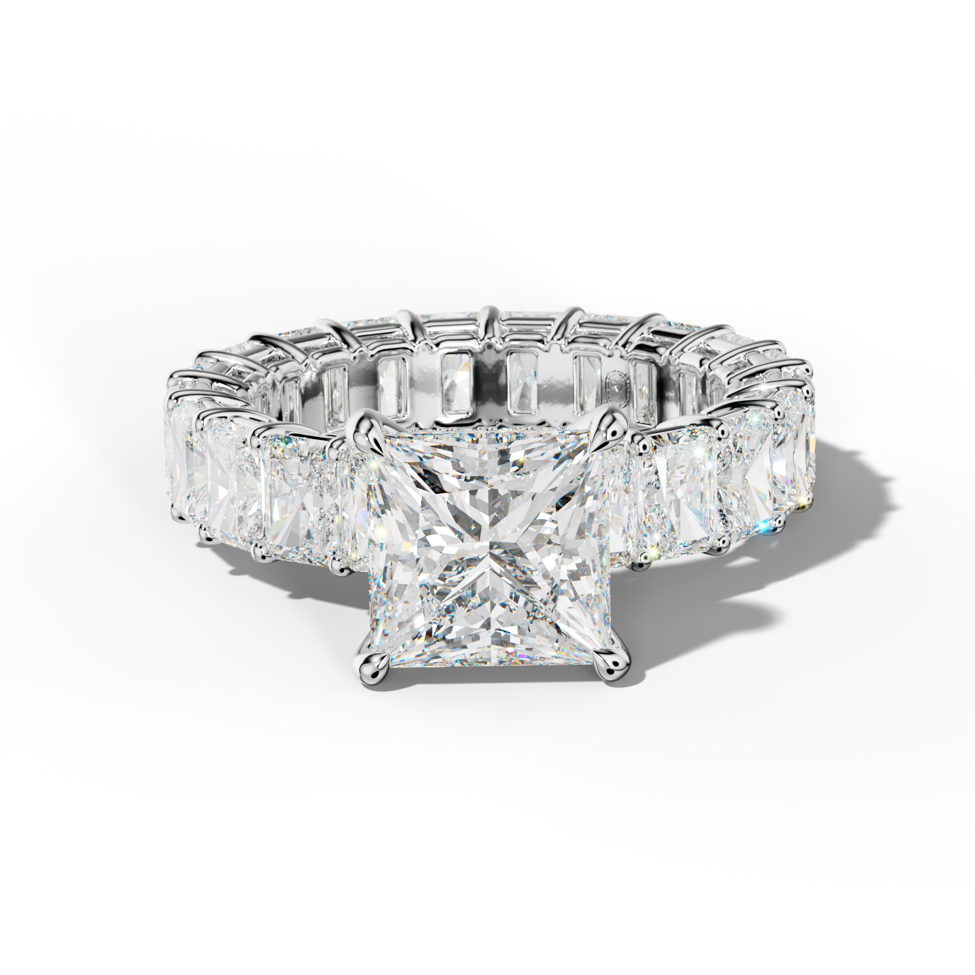 Soraya Princess Cut Engagement Ring With Radiant Side Stones