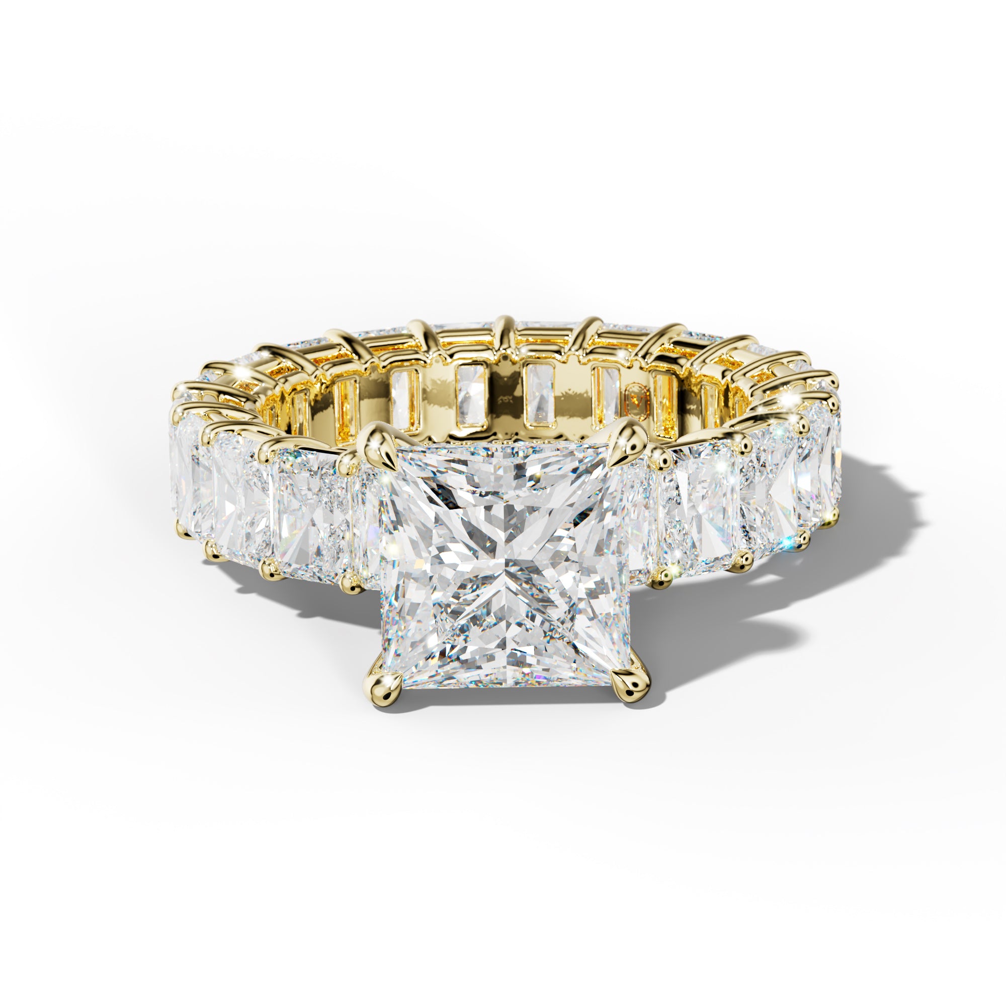 Soraya Princess Cut Engagement Ring With Radiant Side Stones