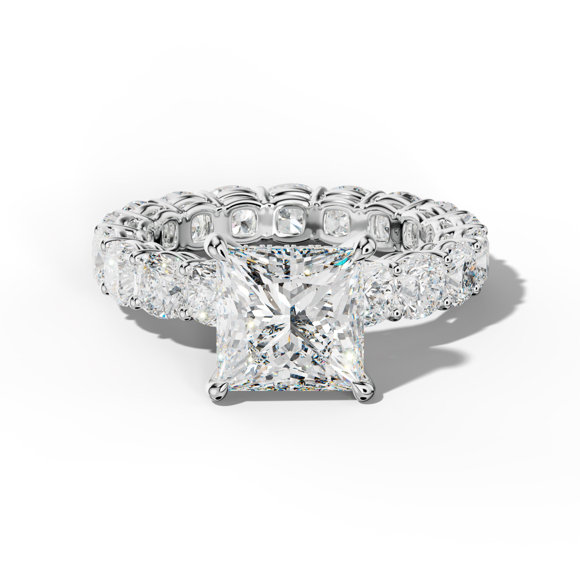 Celine Princess Cut Engagement Ring With Cushion Side Stones