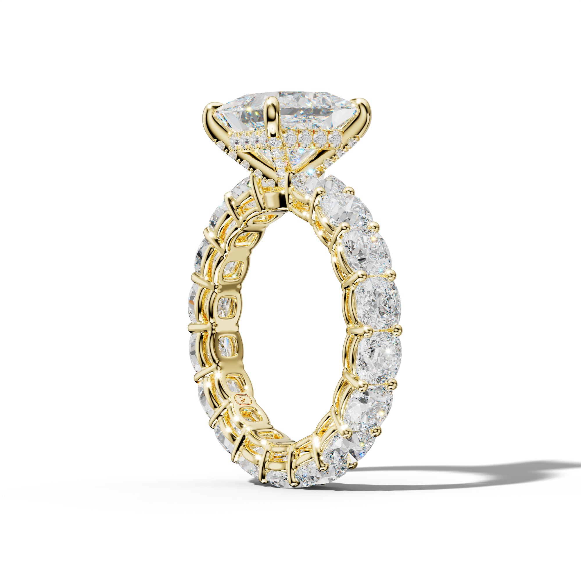 Celine Princess Cut Engagement Ring With Cushion Side Stones