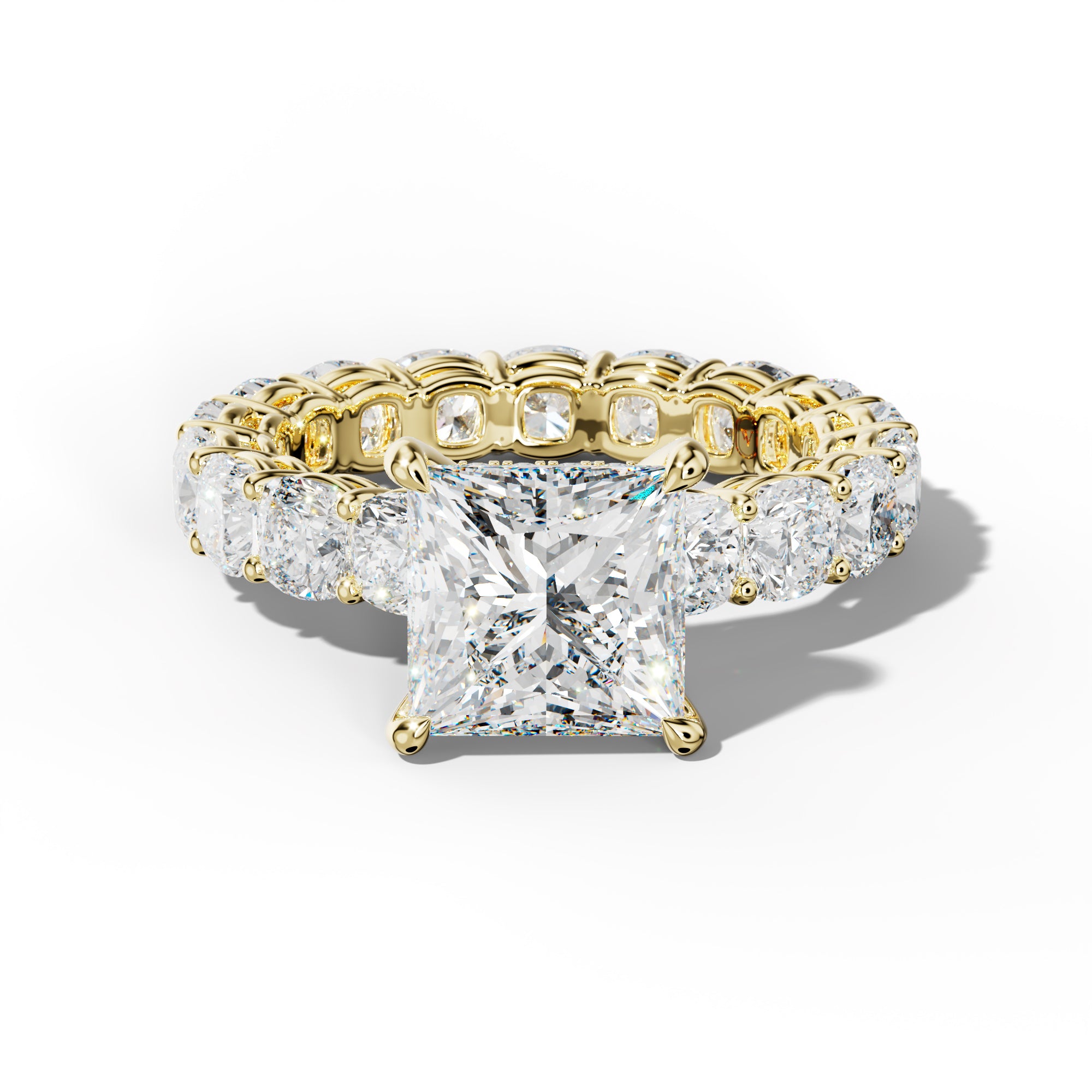 Celine Princess Cut Engagement Ring With Cushion Side Stones