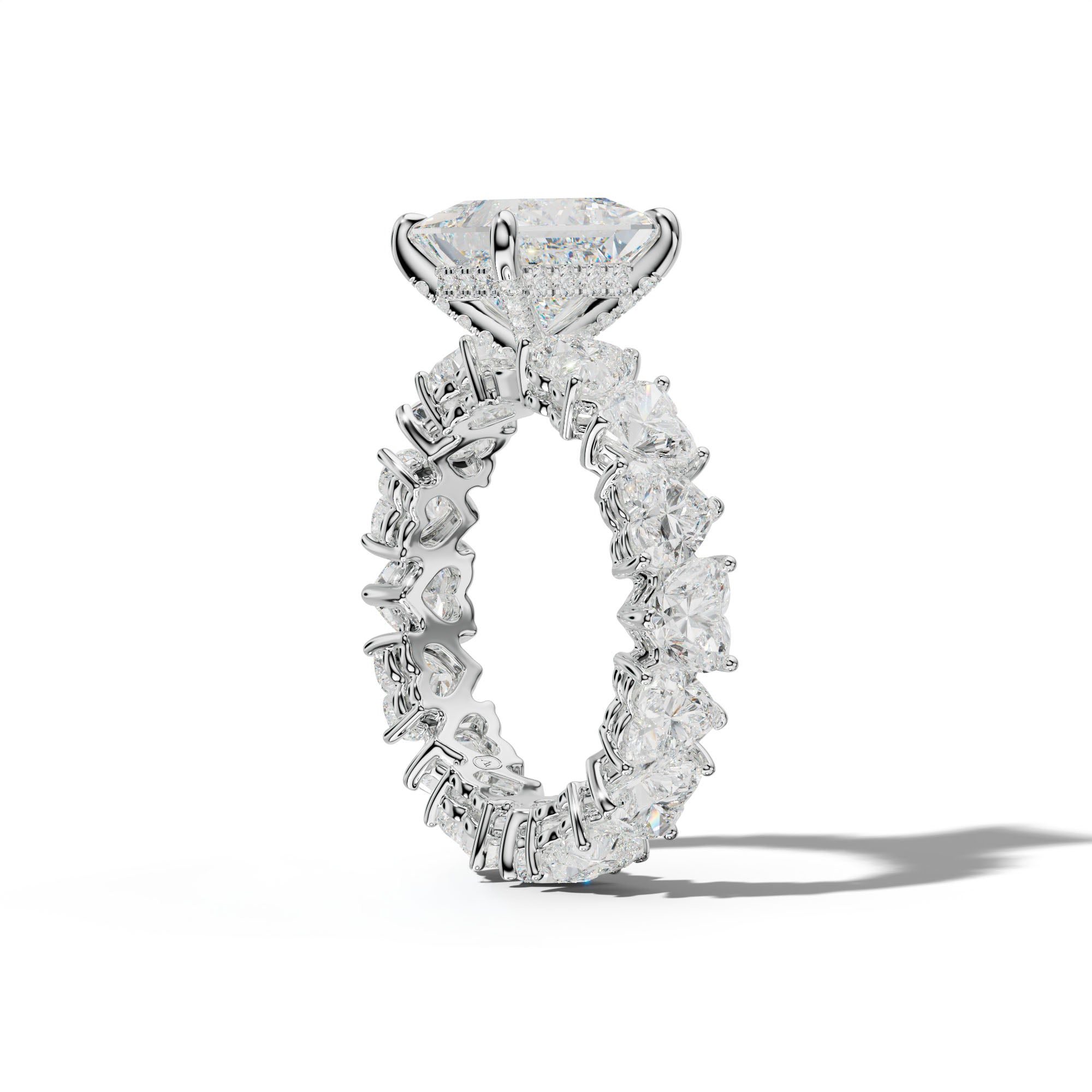 Melany Princess Cut Engagement Ring With Heart Side Stones
