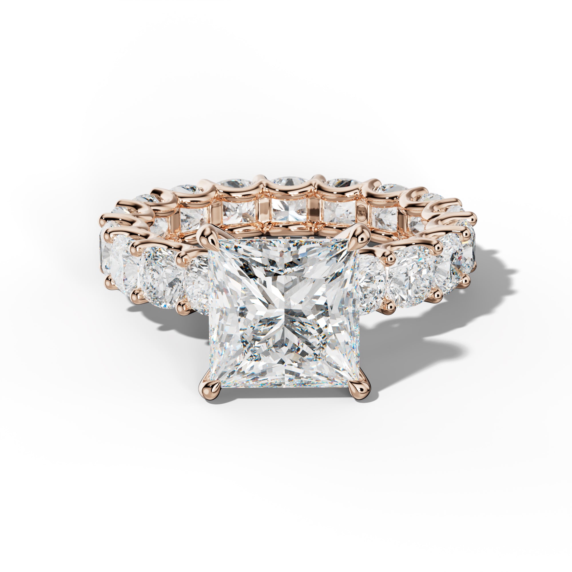 Karla Princess Cut Engagement Ring With Cushion Side Stones