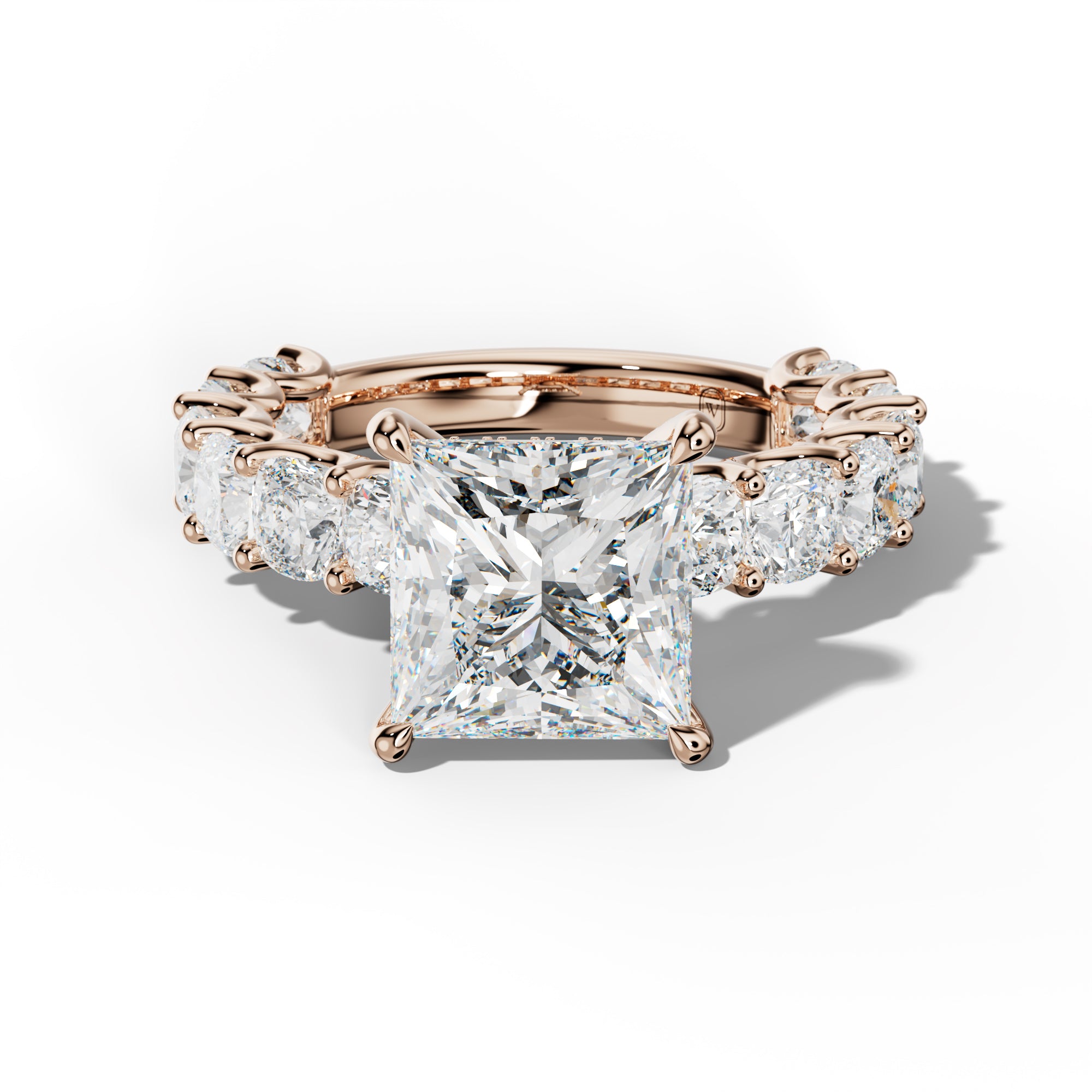 Daniela Princess Cut Engagement Ring With Cushion Side Stones