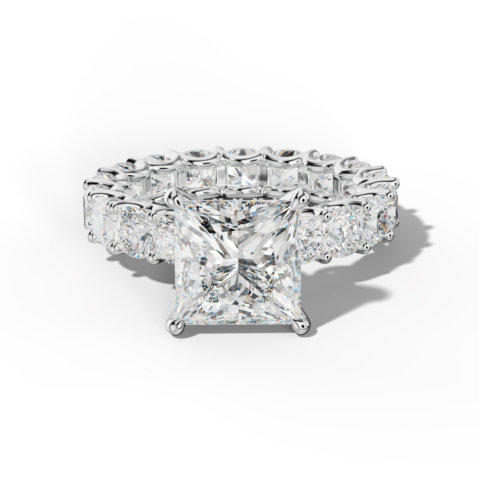 Karla Princess Cut Engagement Ring With Cushion Side Stones
