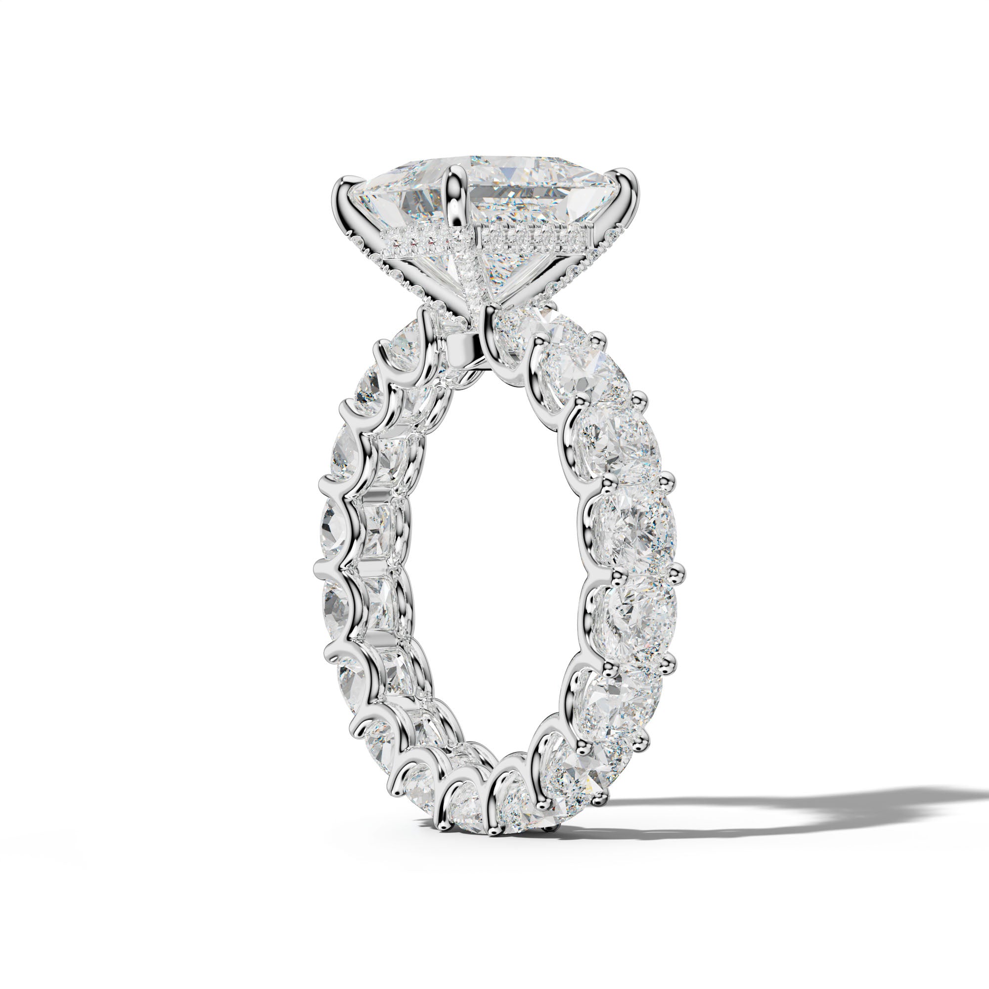Karla Princess Cut Engagement Ring With Cushion Side Stones