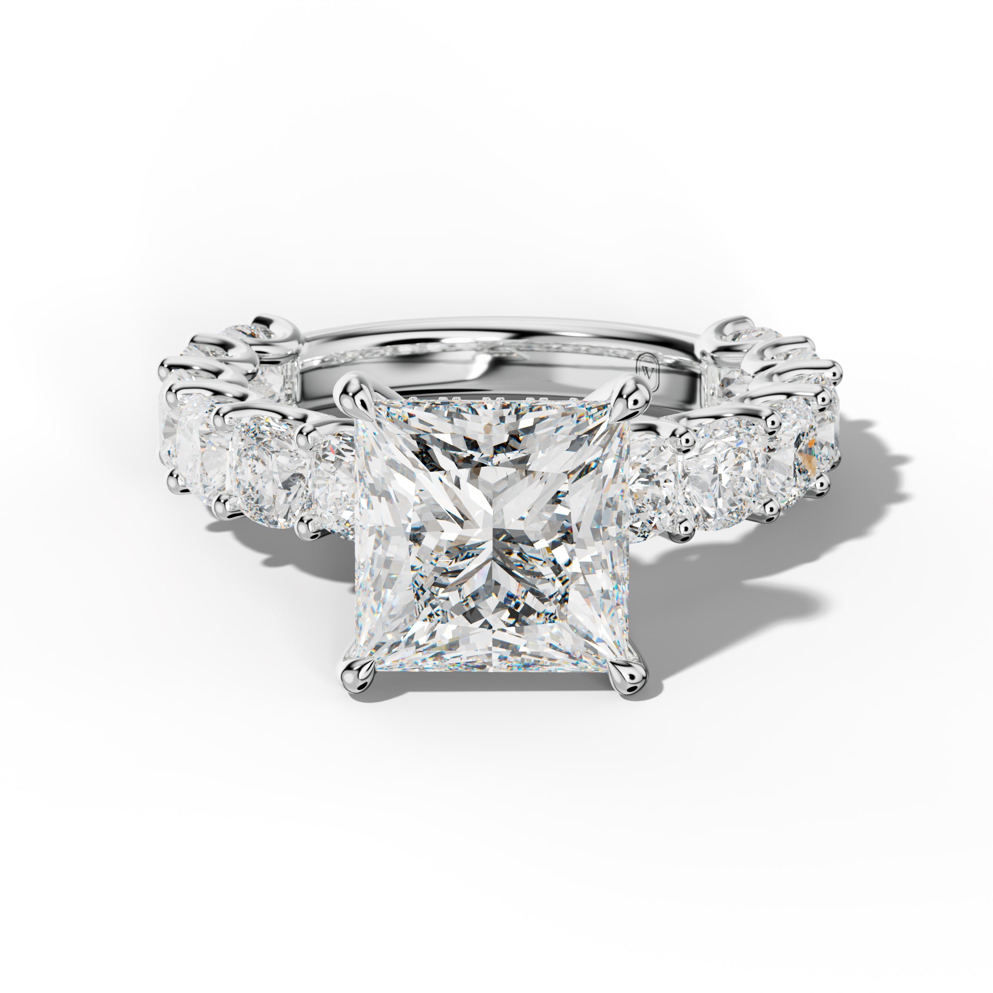 Daniela Princess Cut Engagement Ring With Cushion Side Stones